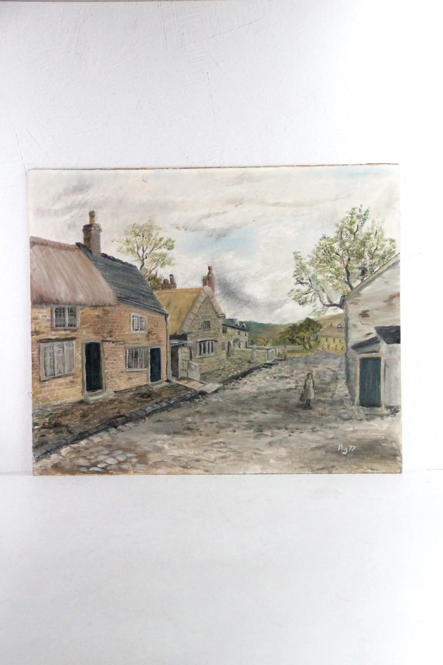 English Countryside Painting Village Scene | Vintage Signed  Debra Hall Lifestyle