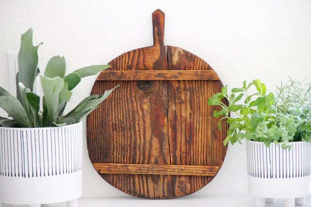 European Antique Wood Breadboard  | Cutting Board 18”  Debra Hall Lifestyle