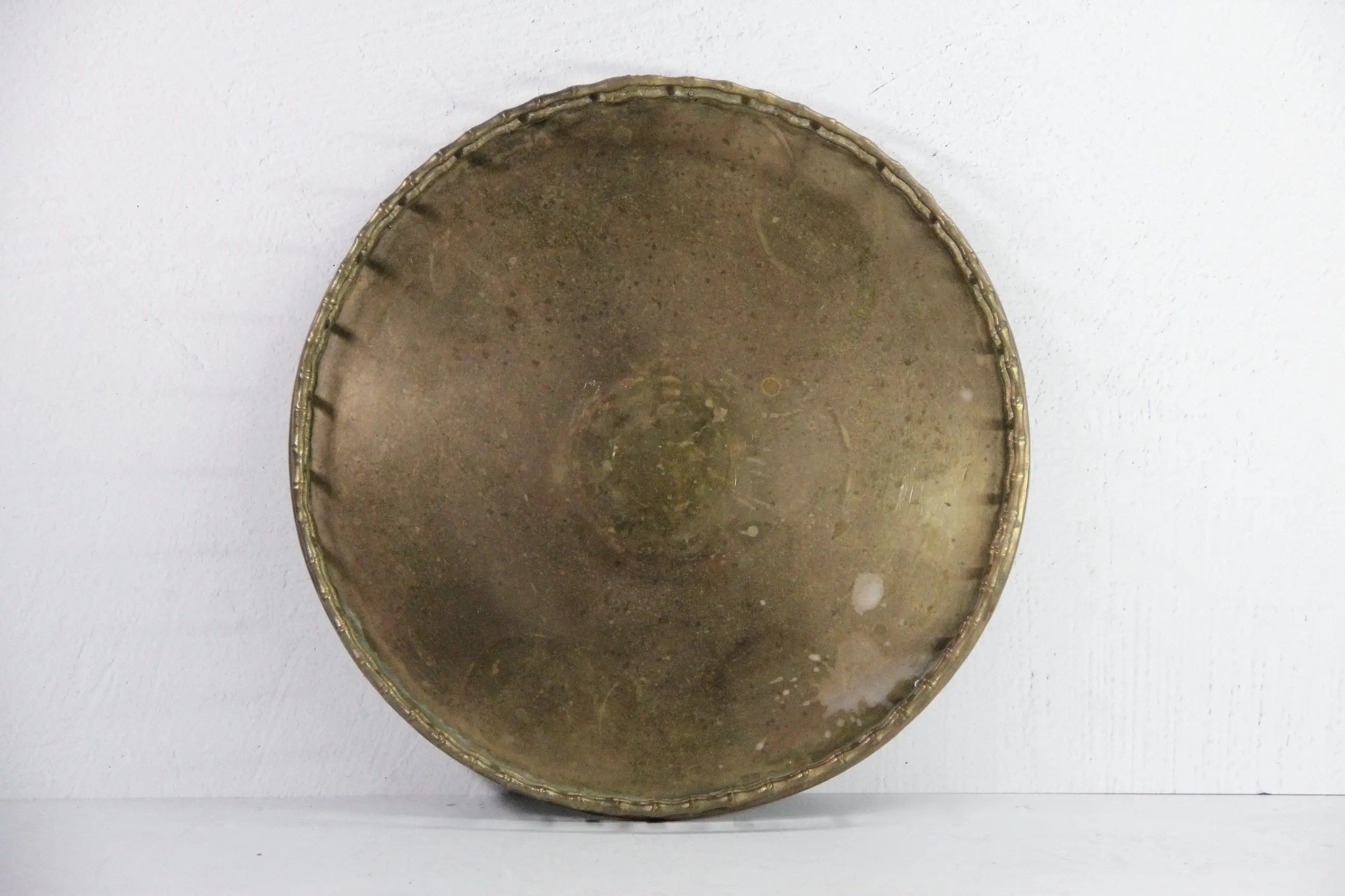 Faux Bamboo Brass Tray | Vintage Round Bar-Vanity Decor  Debra Hall Lifestyle