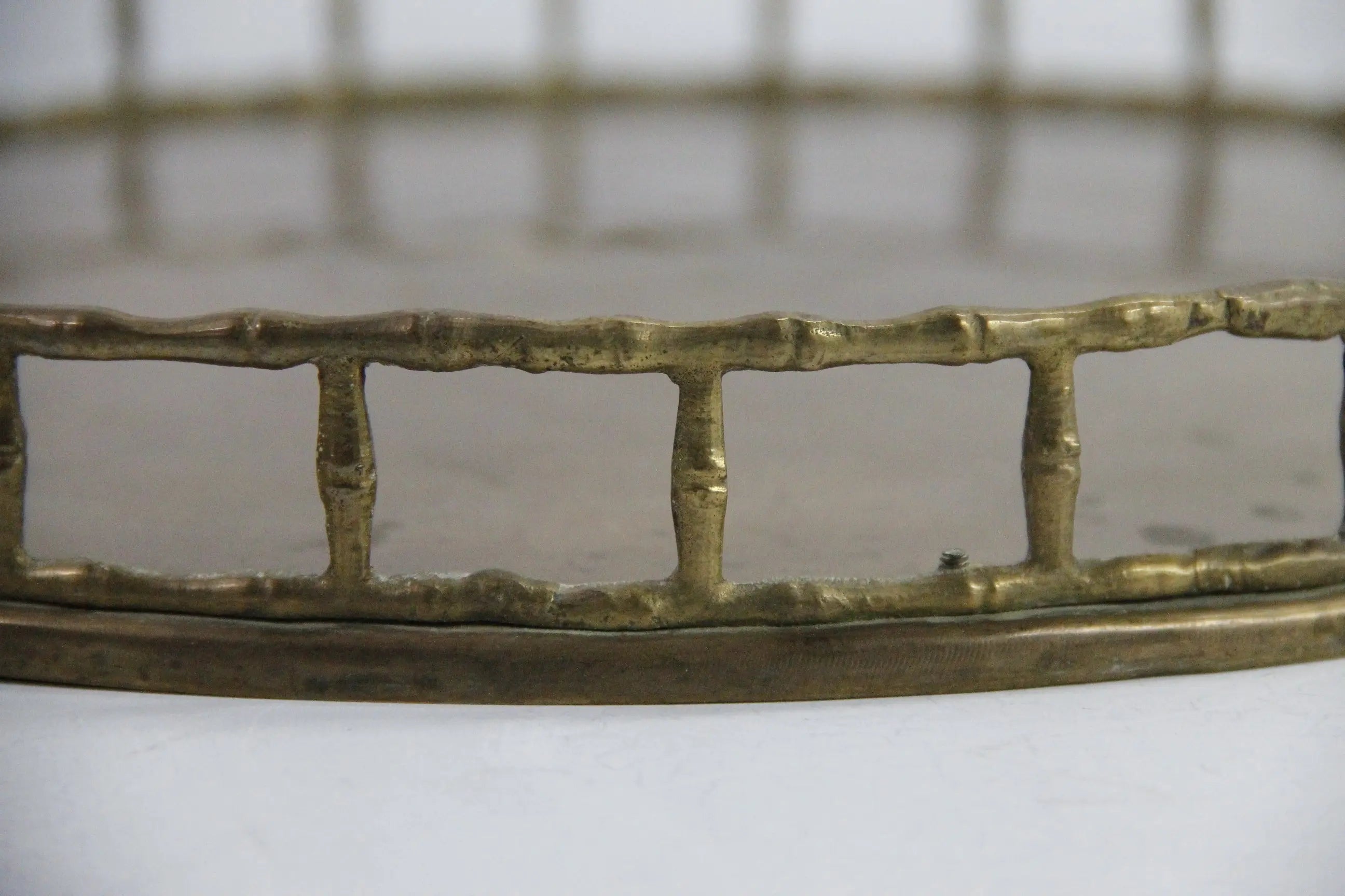 Faux Bamboo Brass Tray | Vintage Round Bar-Vanity Decor  Debra Hall Lifestyle