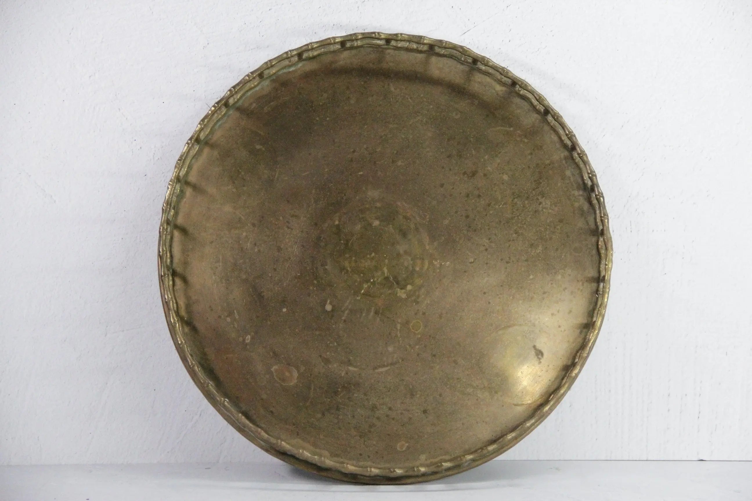 Faux Bamboo Brass Tray | Vintage Round Bar-Vanity Decor  Debra Hall Lifestyle