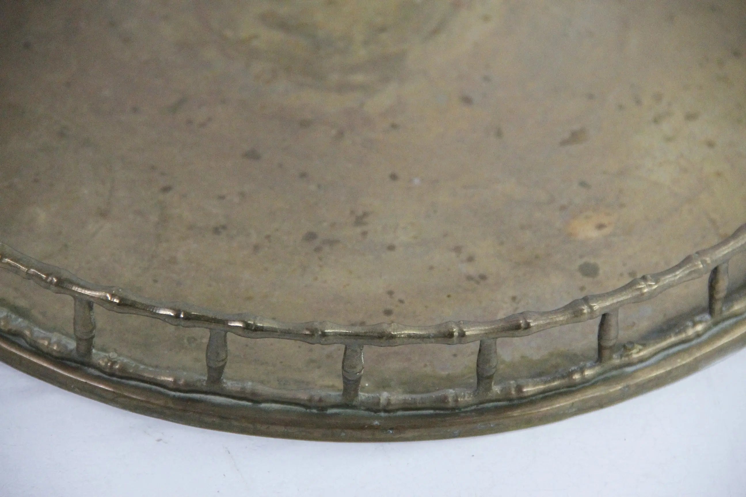 Faux Bamboo Brass Tray | Vintage Round Bar-Vanity Decor  Debra Hall Lifestyle