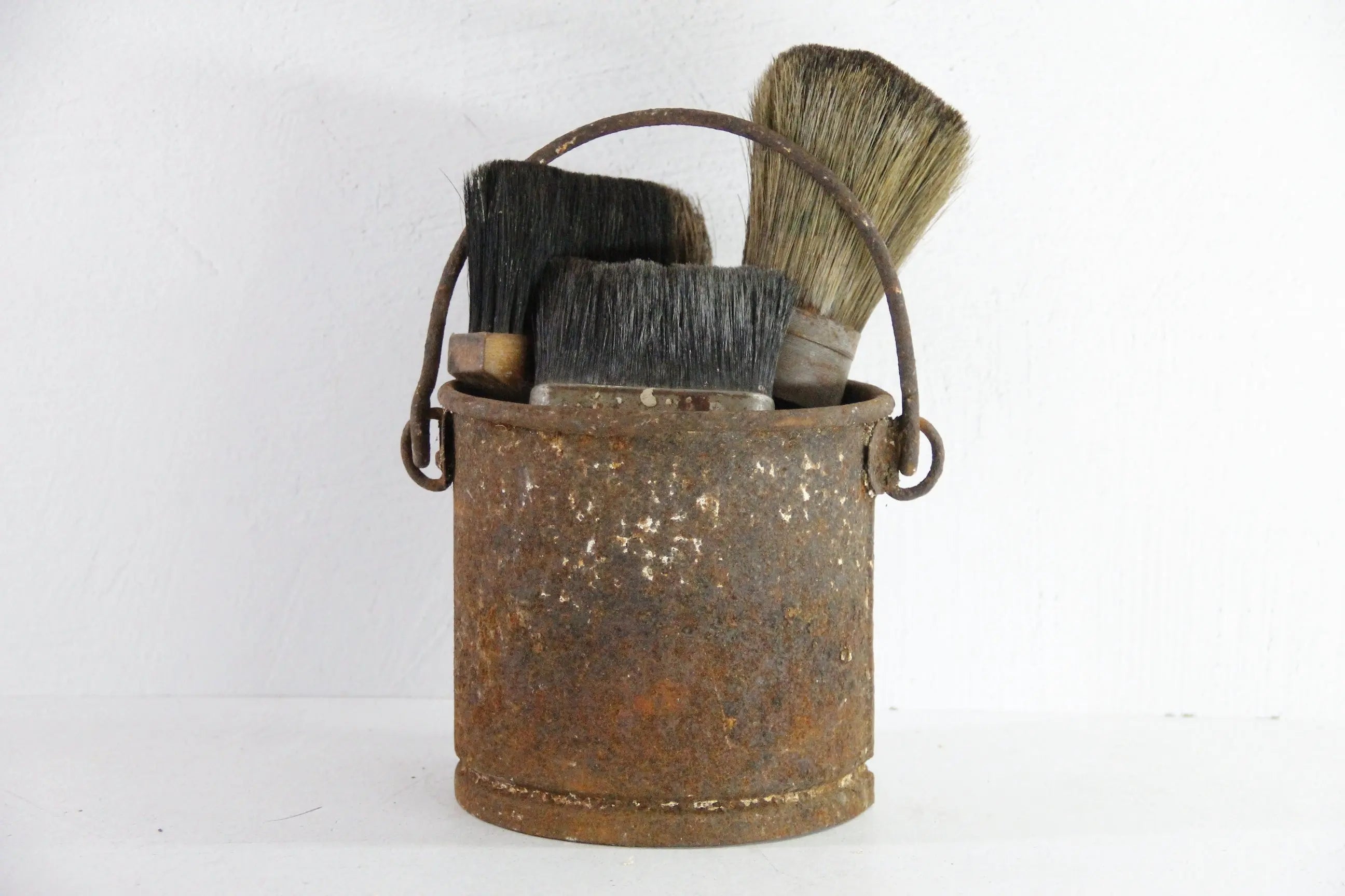 French Antique Paint Bucket | Artists Metal Paint Pot Relic  Debra Hall Lifestyle