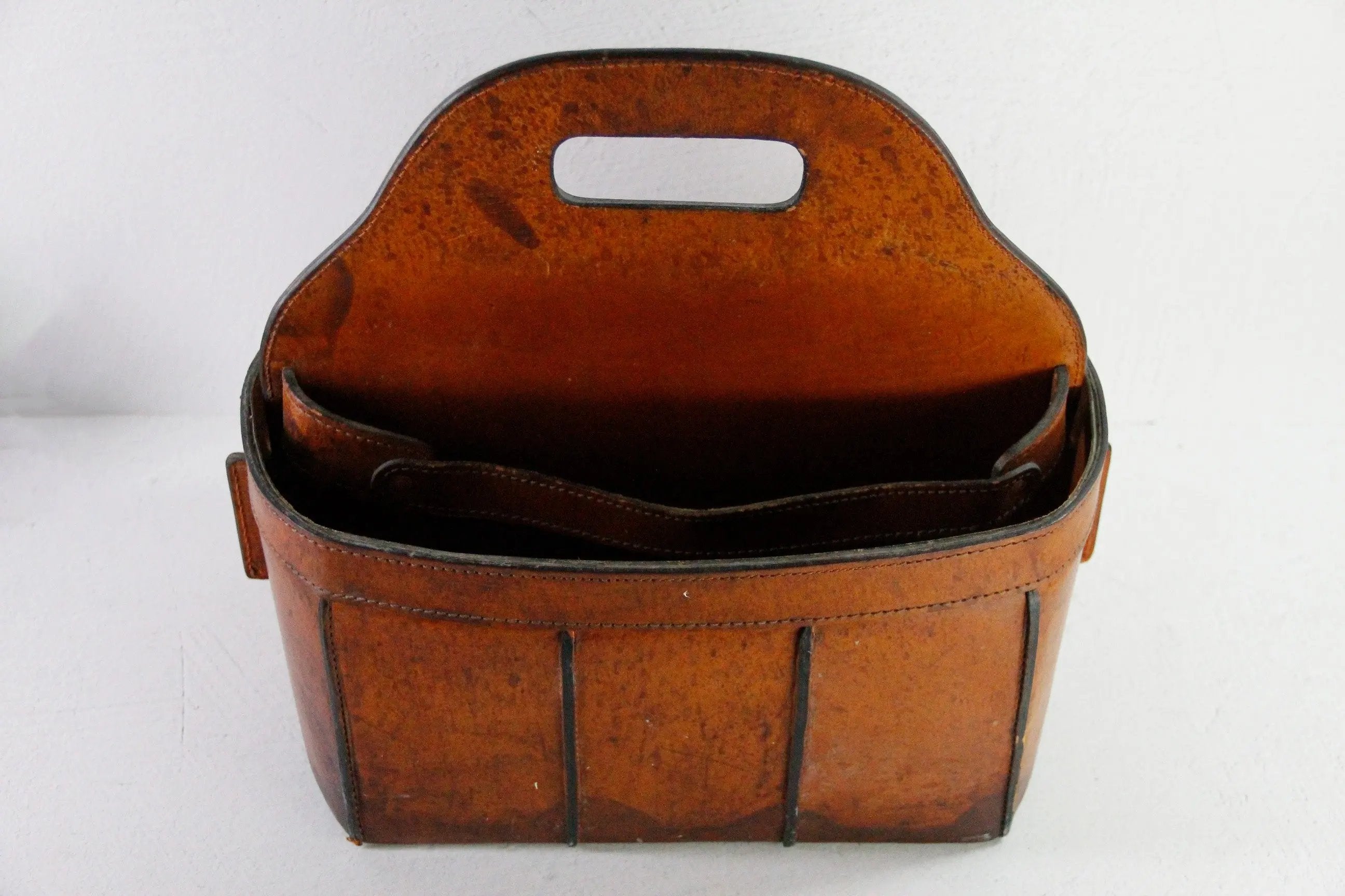 French Leather Magazine Holder | Style of Jacques Adnet, 1960s  Debra Hall Lifestyle