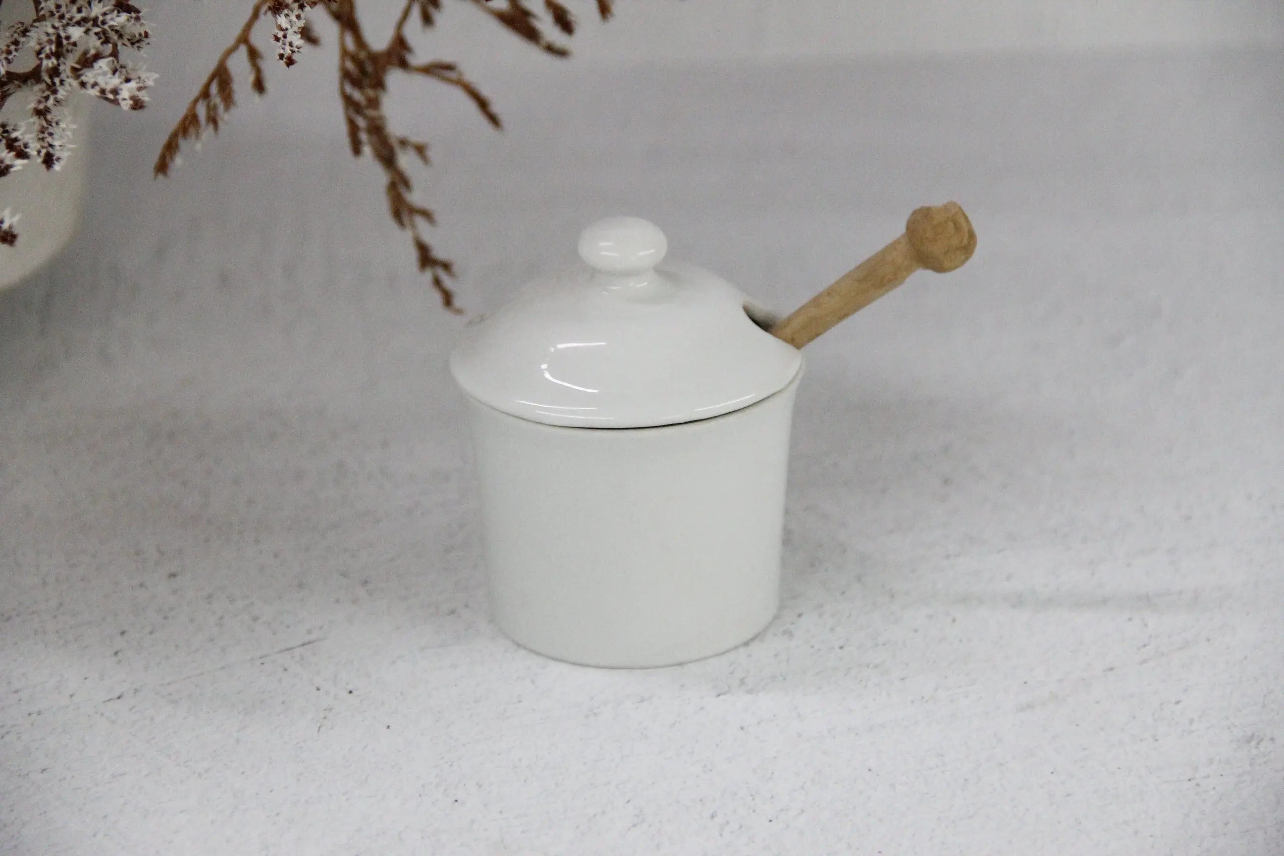 French Mustard Pot With Wooden Spoon | Antique Jar  Debra Hall Lifestyle