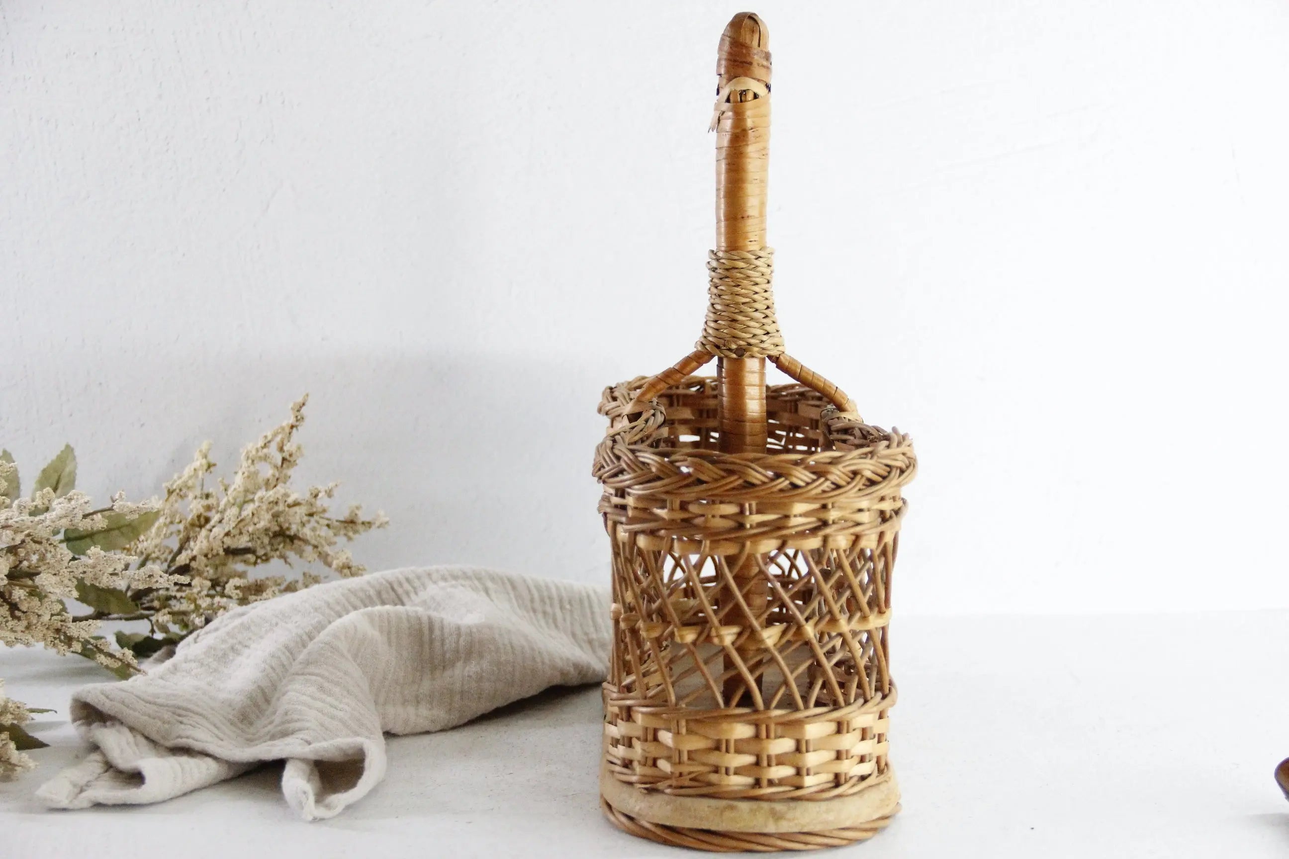 French Wicker Wine Bottle Carrier | Vintage Utensil Caddy  Debra Hall Lifestyle