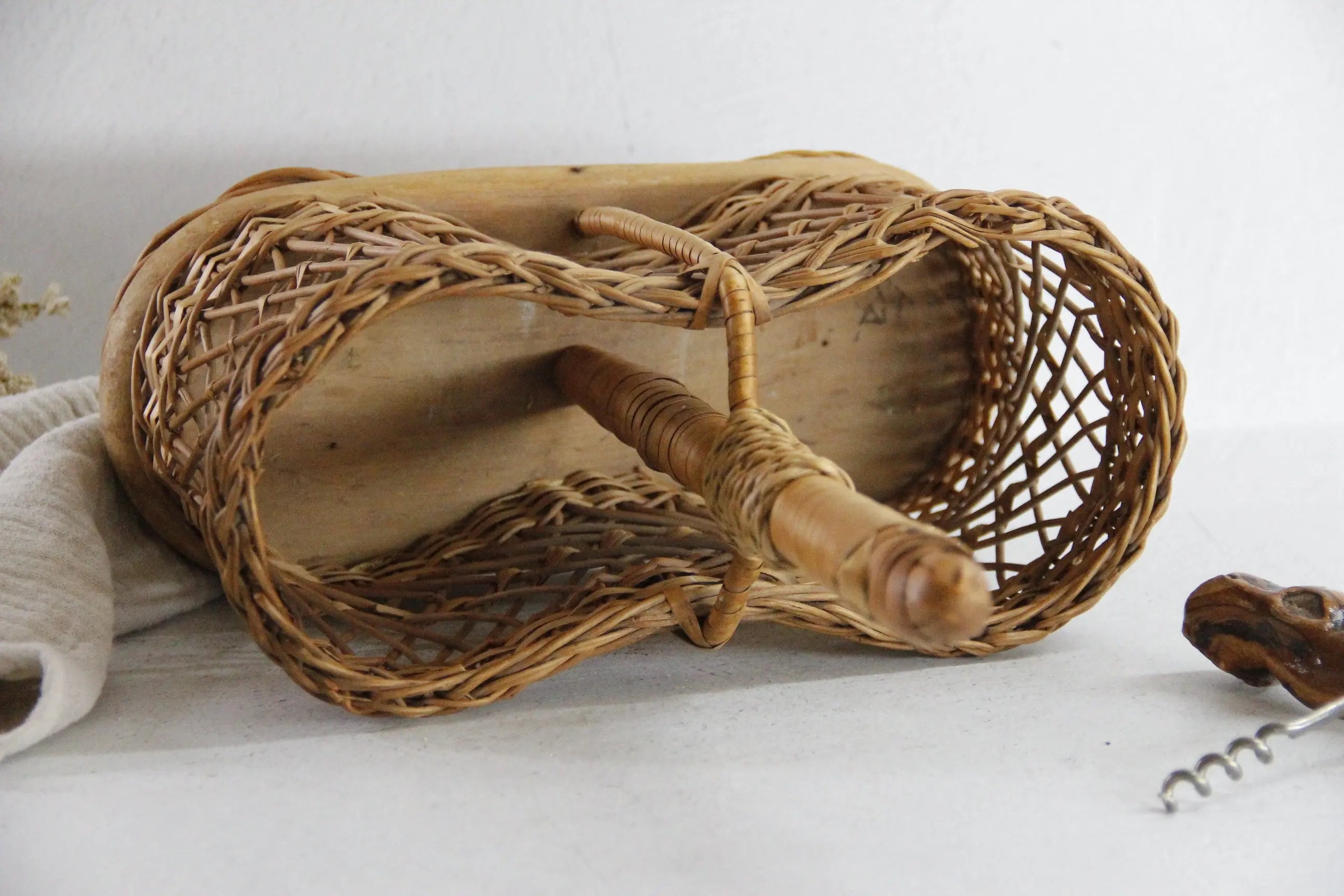 French Wicker Wine Bottle Carrier | Vintage Utensil Caddy  Debra Hall Lifestyle