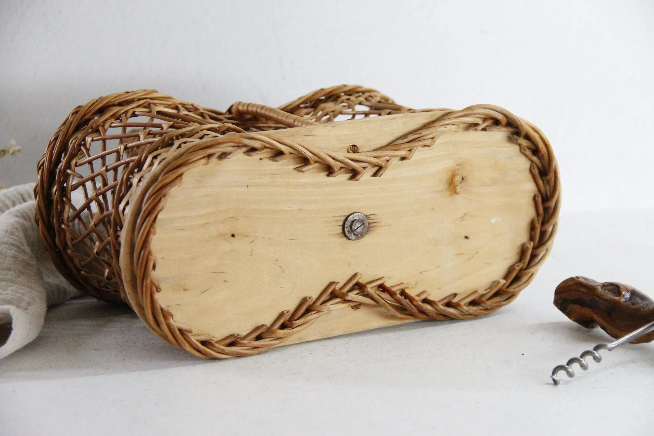 French Wicker Wine Bottle Carrier | Vintage Utensil Caddy  Debra Hall Lifestyle