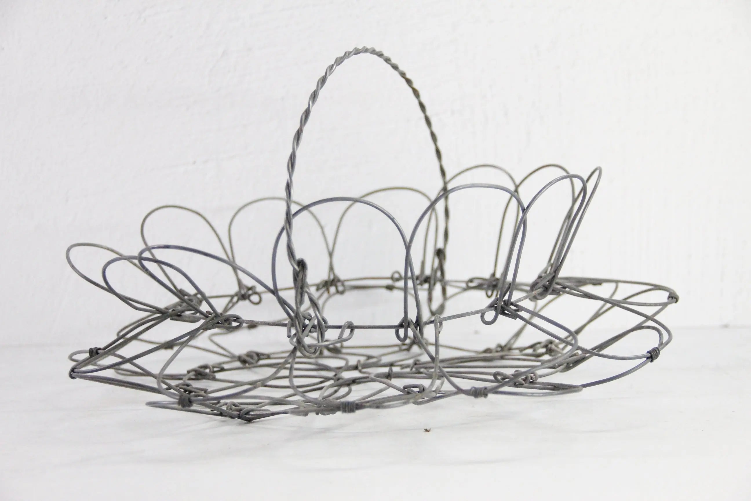 French Wire Egg Basket Vintage | Collapsable with Handle LG  Debra Hall Lifestyle