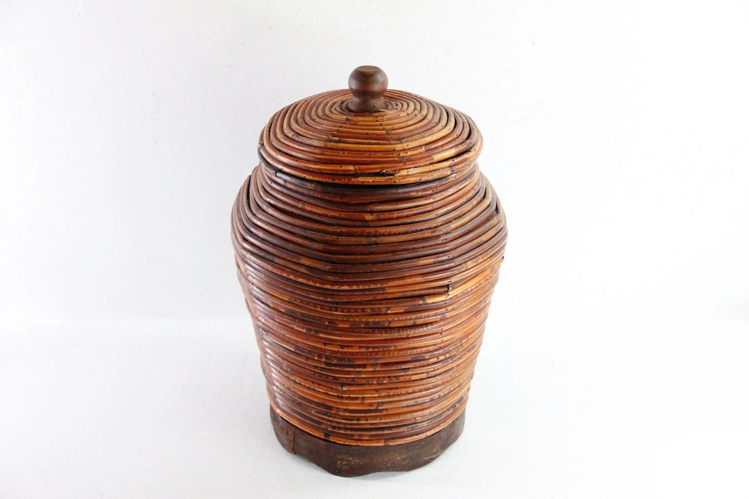 Gabriella Crespi Style Pencil Reed Lidded Basket | Round Storage  Debra Hall Lifestyle
