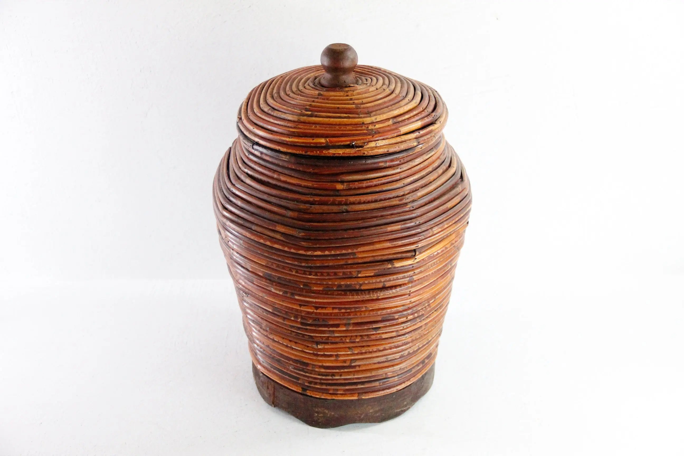 Gabriella Crespi Style Pencil Reed Lidded Basket | Round Storage  Debra Hall Lifestyle