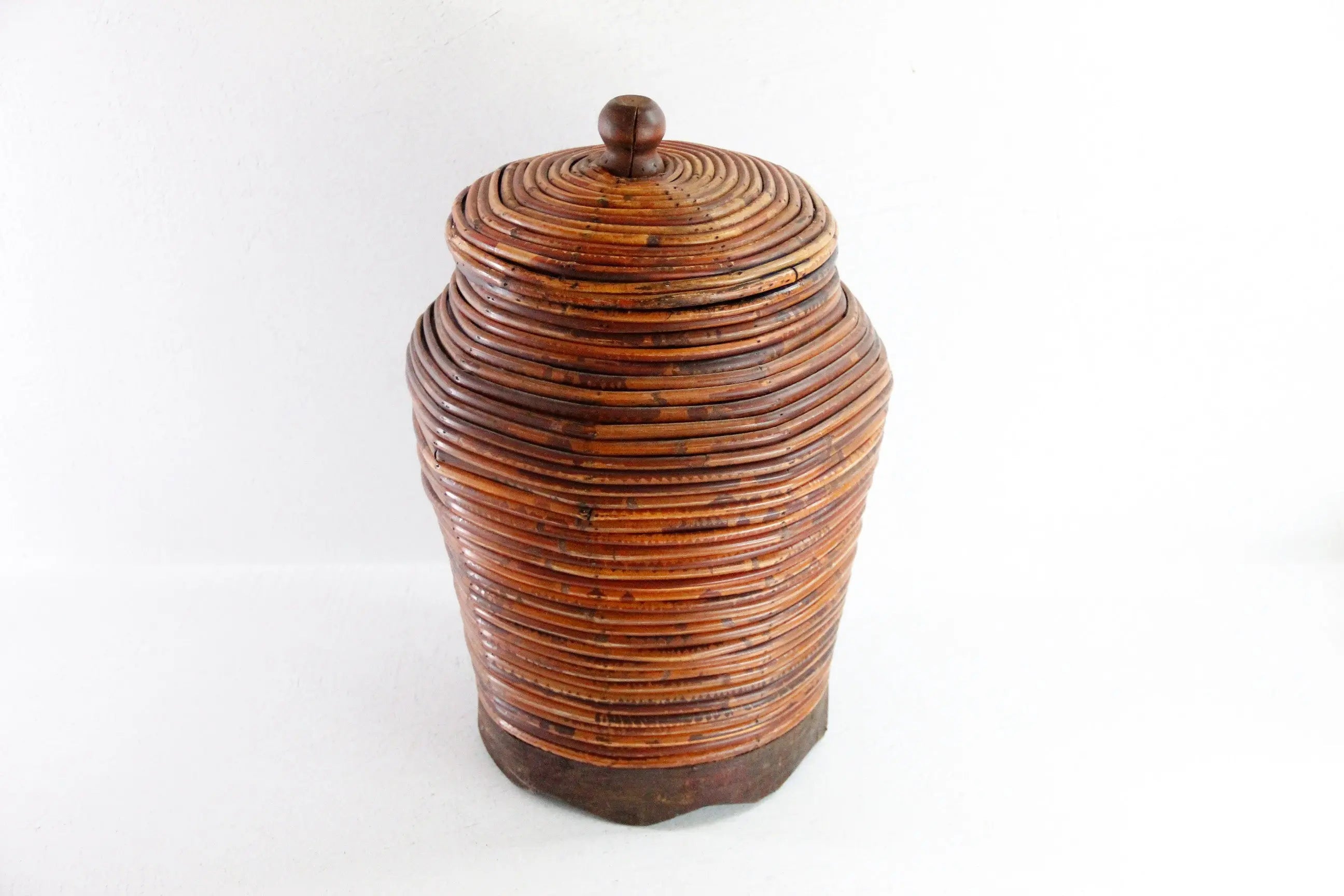 Gabriella Crespi Style Pencil Reed Lidded Basket | Round Storage  Debra Hall Lifestyle