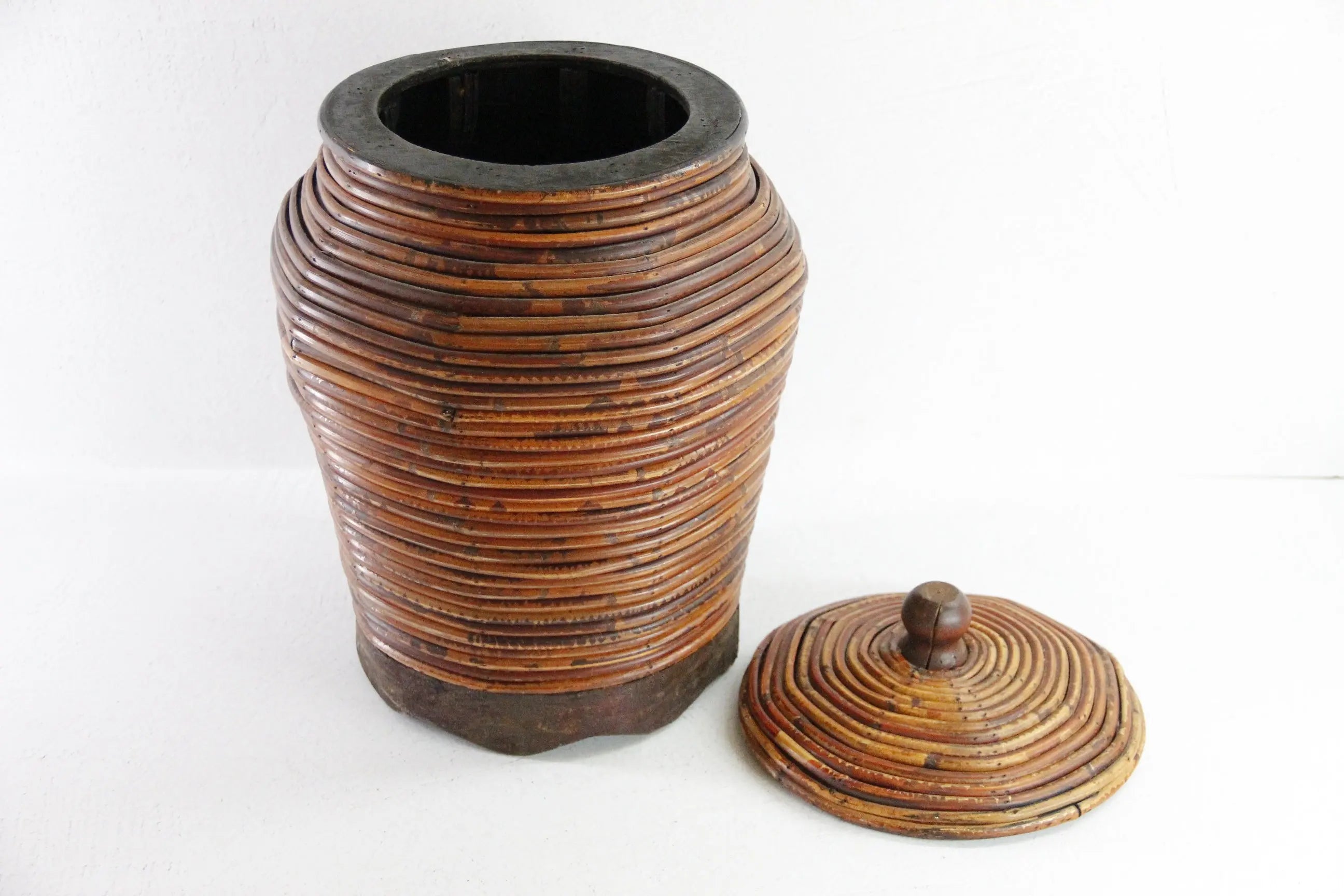 Gabriella Crespi Style Pencil Reed Lidded Basket | Round Storage  Debra Hall Lifestyle