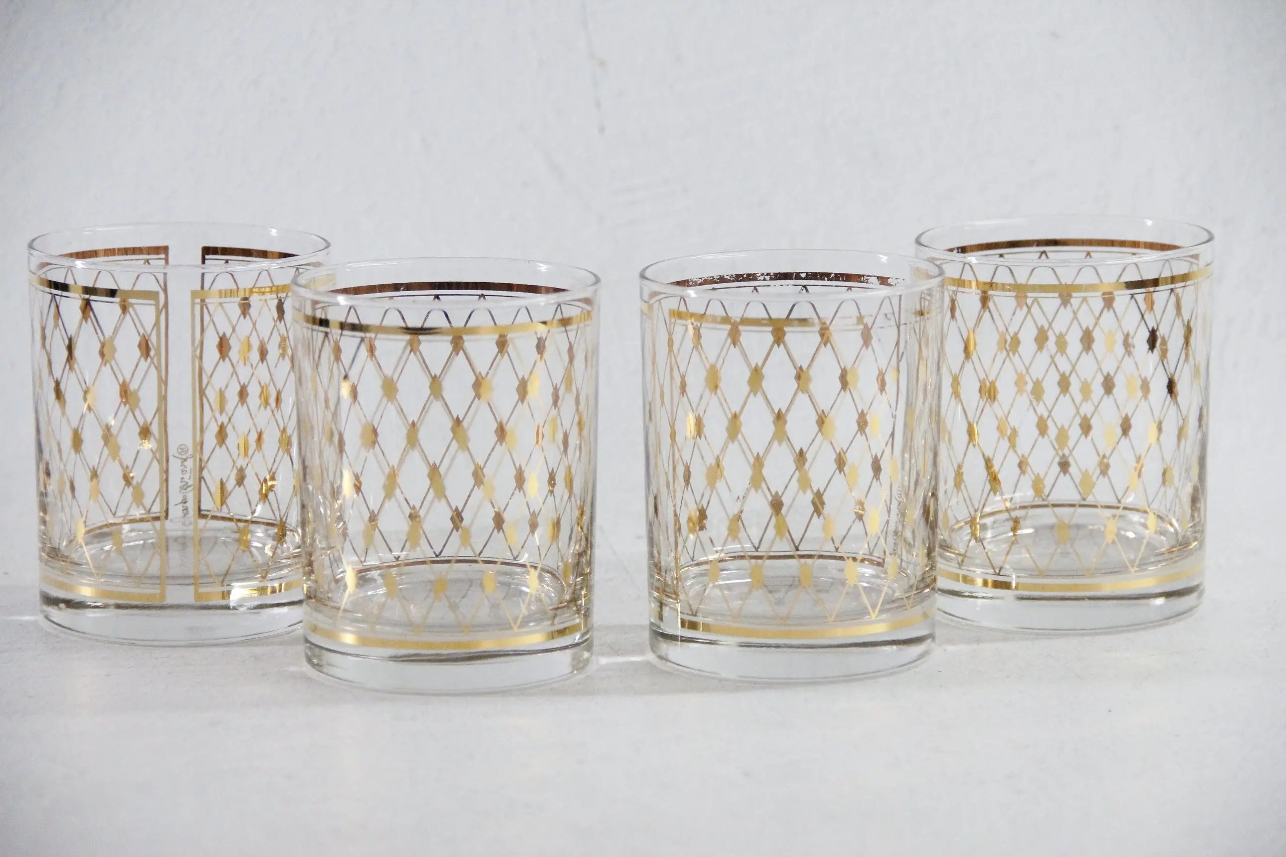 Georges Briard Glasses 22K Gold Harlequin Old Fashioned Set  Debra Hall Lifestyle
