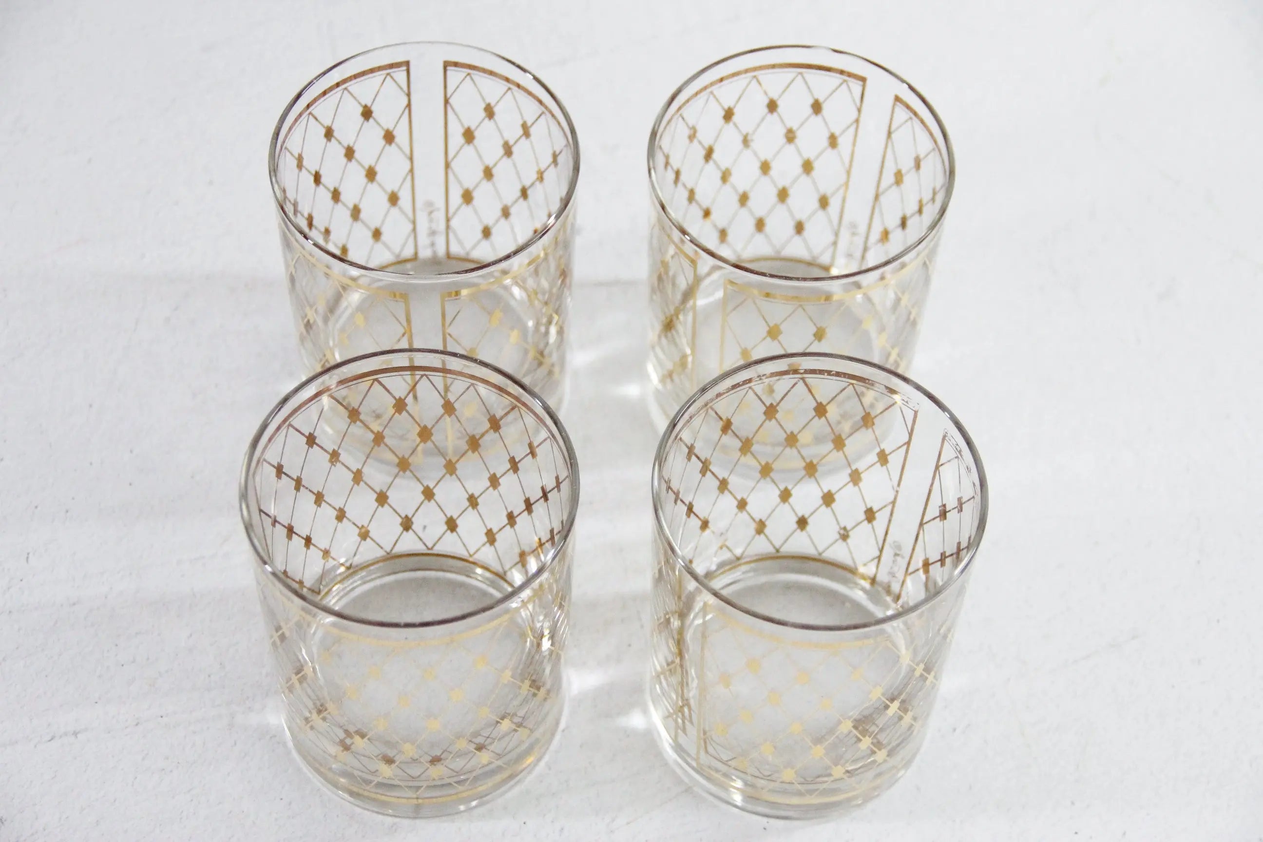 Georges Briard Glasses 22K Gold Harlequin Old Fashioned Set  Debra Hall Lifestyle