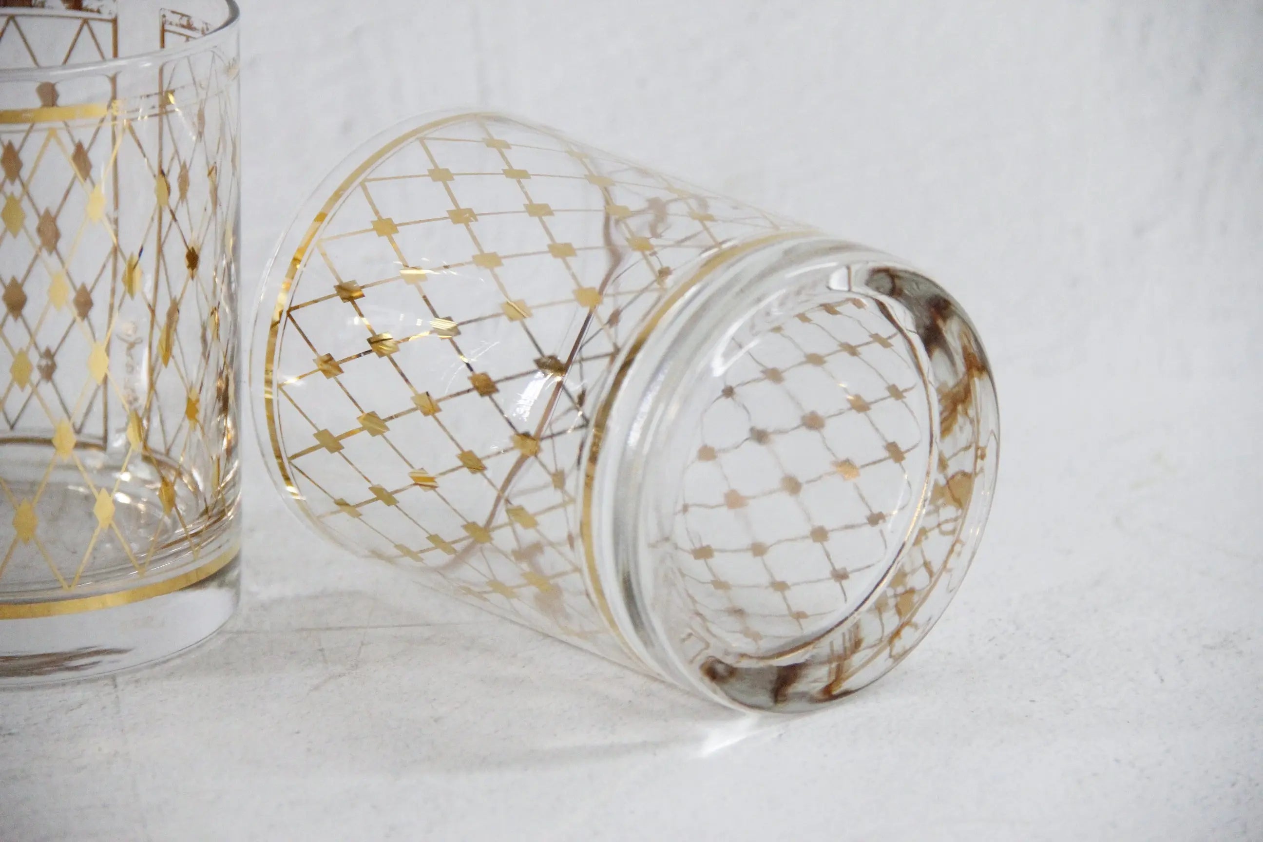 Georges Briard Glasses 22K Gold Harlequin Old Fashioned Set  Debra Hall Lifestyle