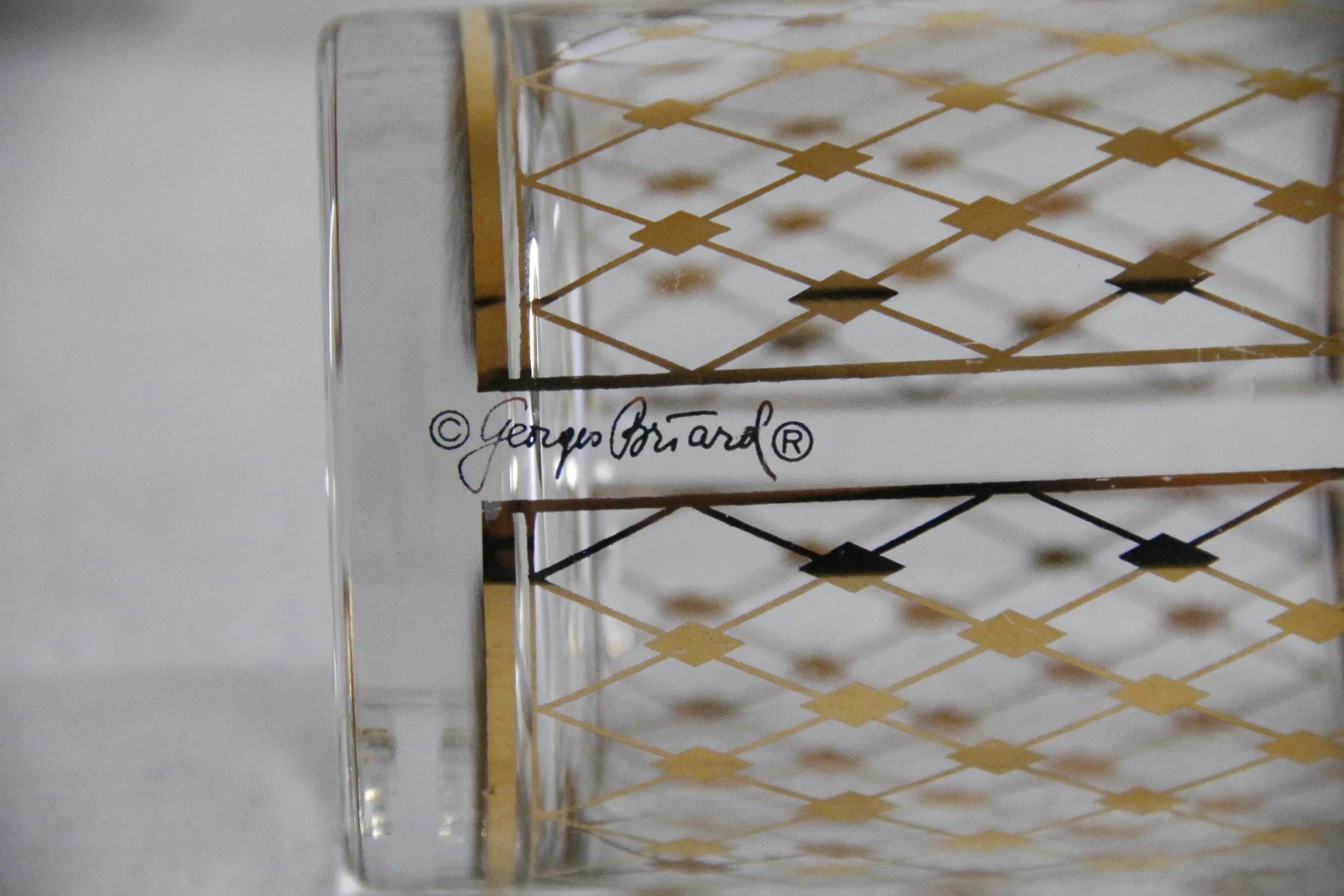 Georges Briard Glasses 22K Gold Harlequin Old Fashioned Set  Debra Hall Lifestyle