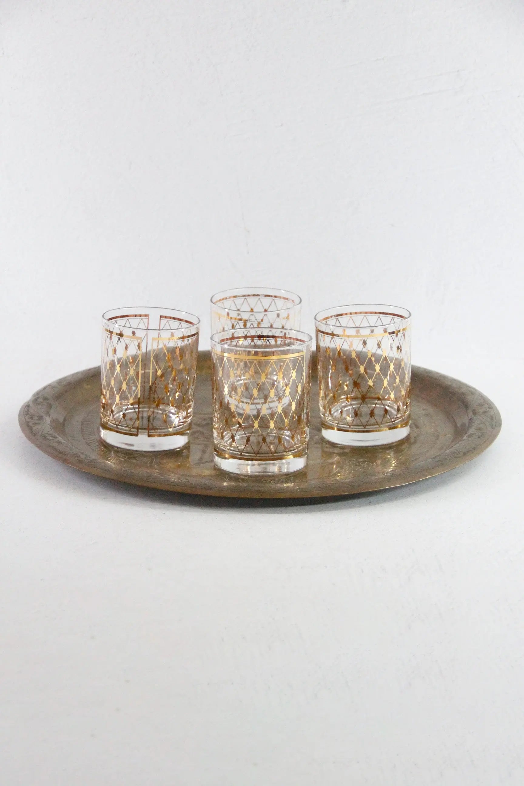 Georges Briard Glasses 22K Gold Harlequin Old Fashioned Set  Debra Hall Lifestyle