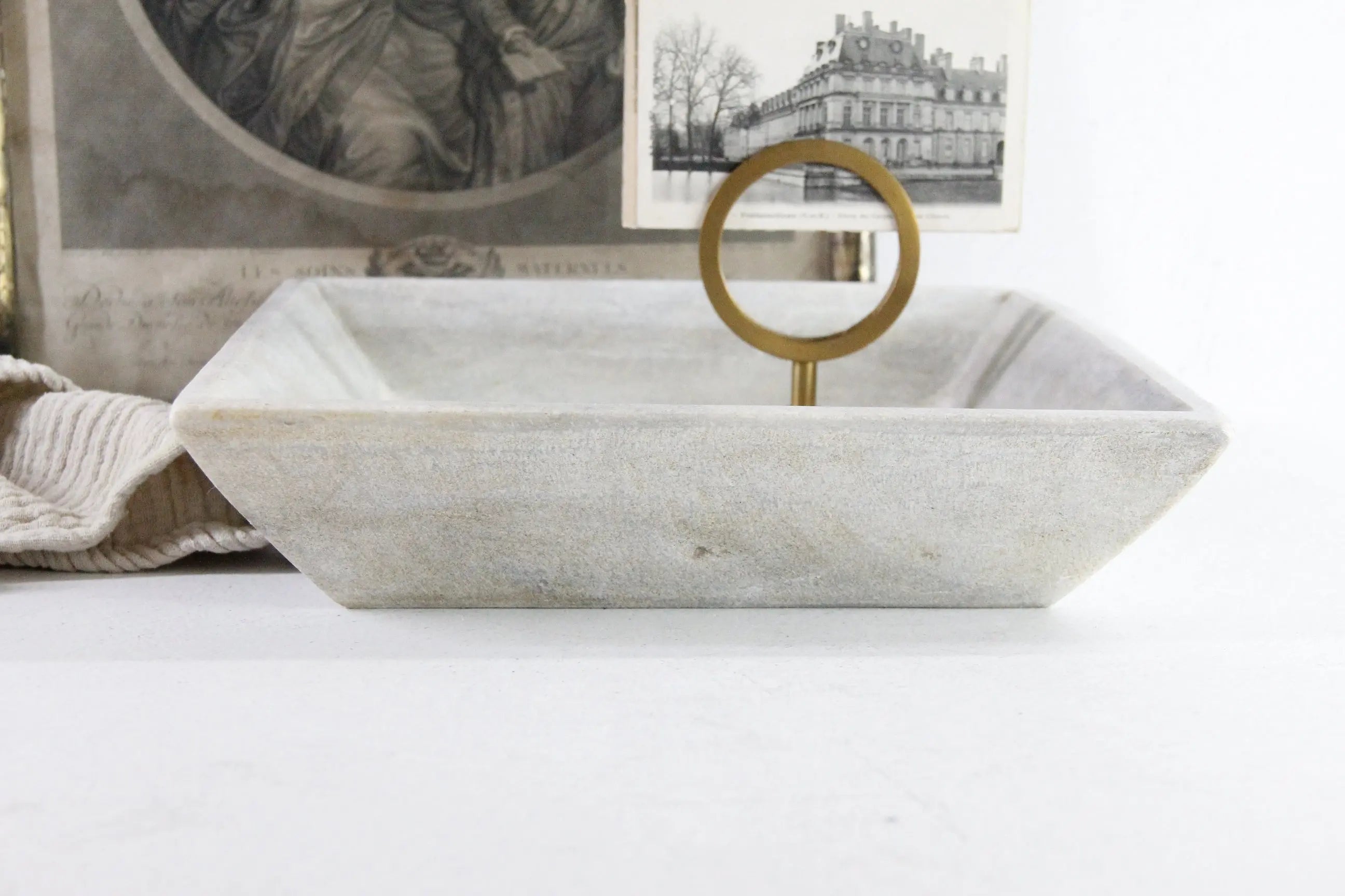 Hand Carved Marble Tray | Large Square 12" Gallery