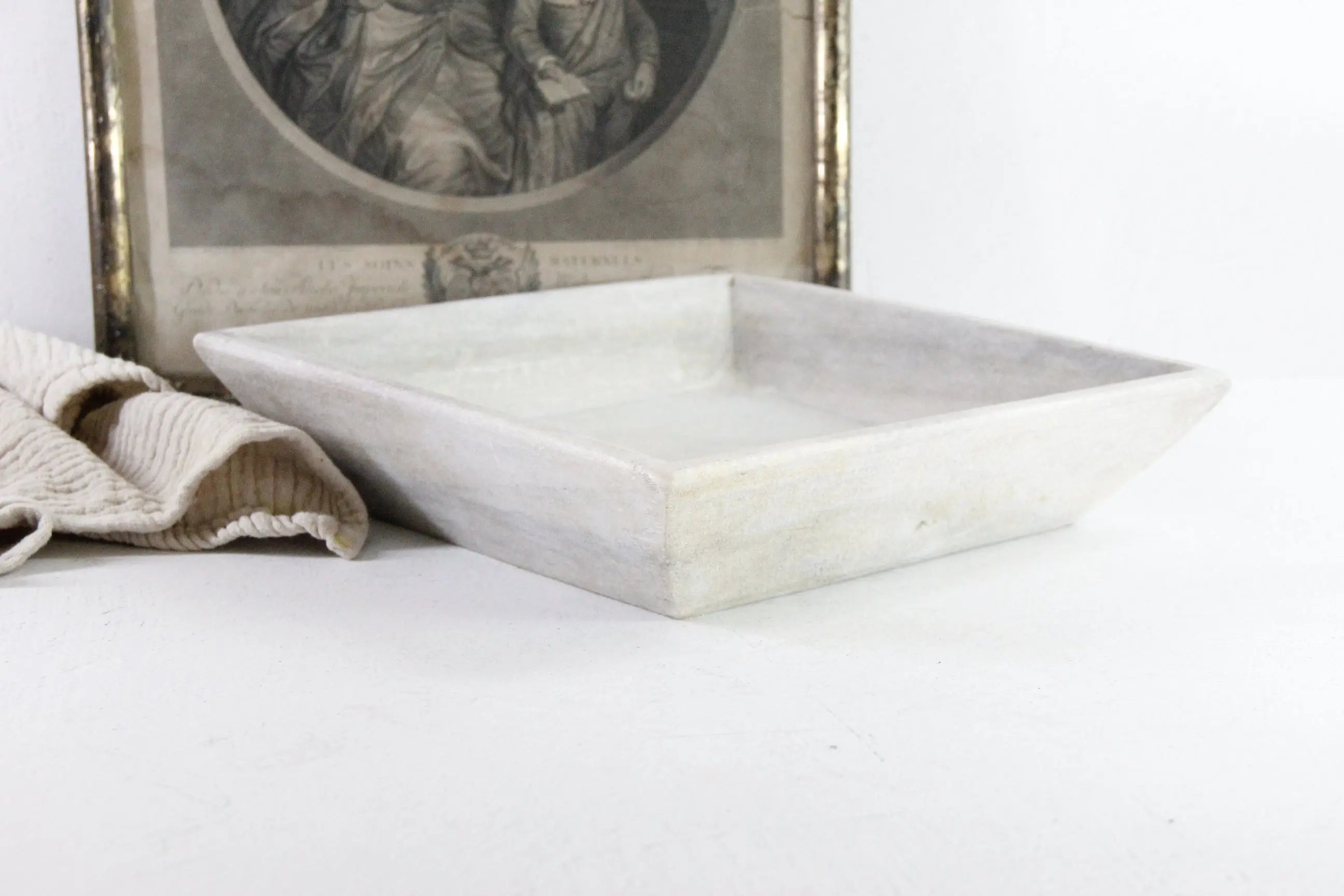 Hand Carved Marble Tray | Large Square 12" Gallery
