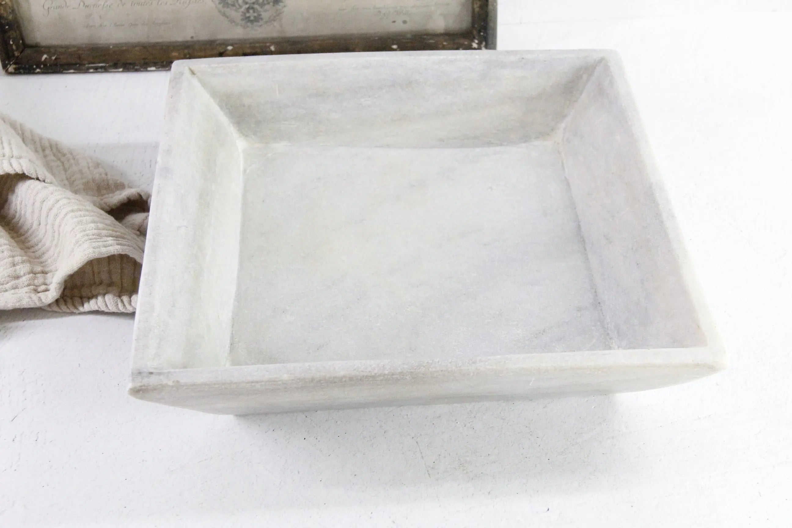 Hand Carved Marble Tray | Large Square 12" Gallery