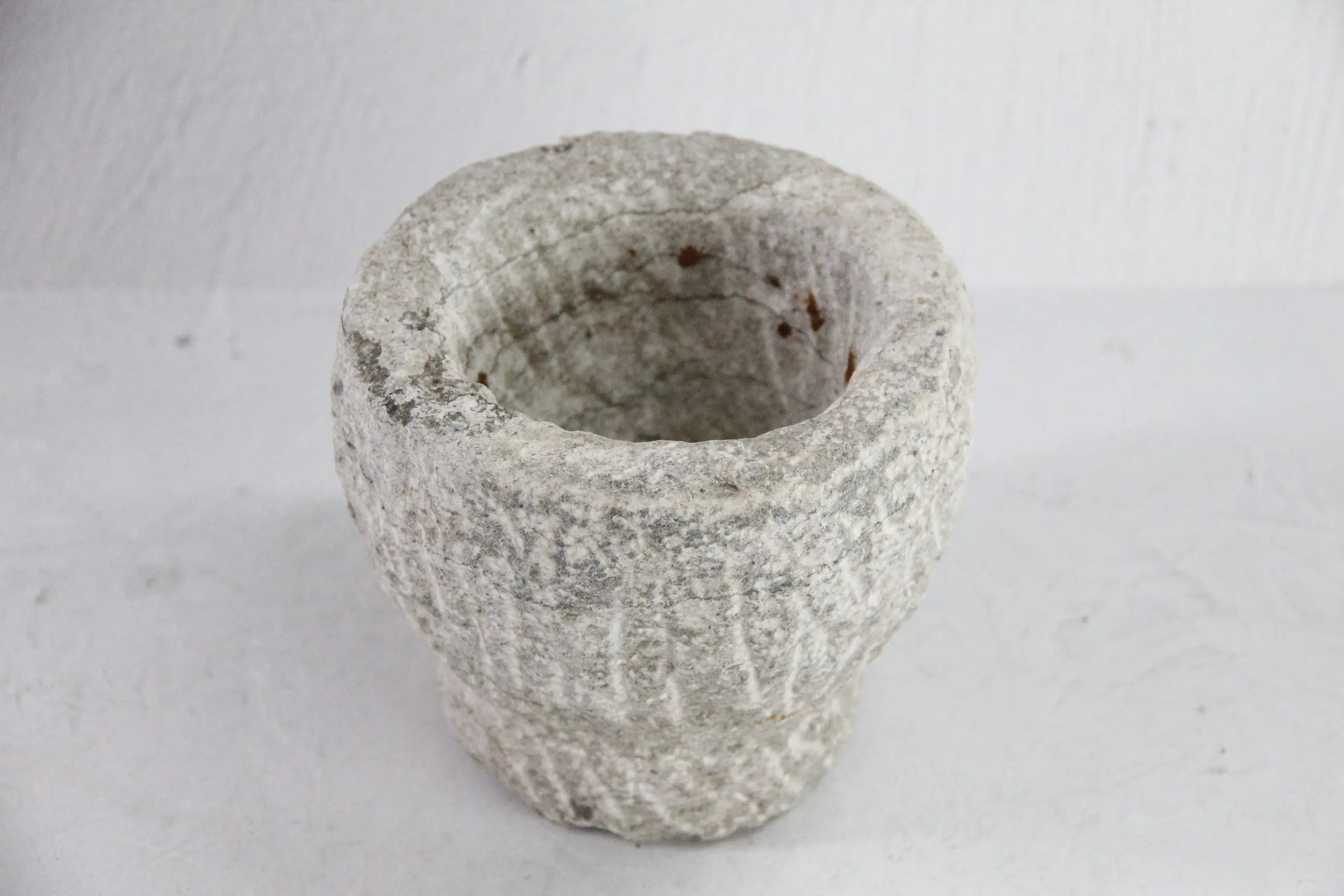 Hand Carved Stone Mortar Vintage | Limestone Garlic Grinder  Debra Hall Lifestyle