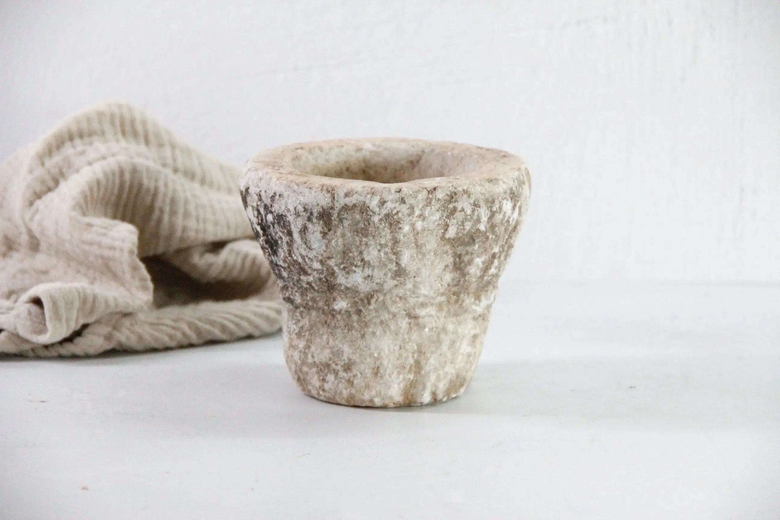 Hand Carved Stone Mortar | Vintage Limestone Garlic Grinder  Debra Hall Lifestyle