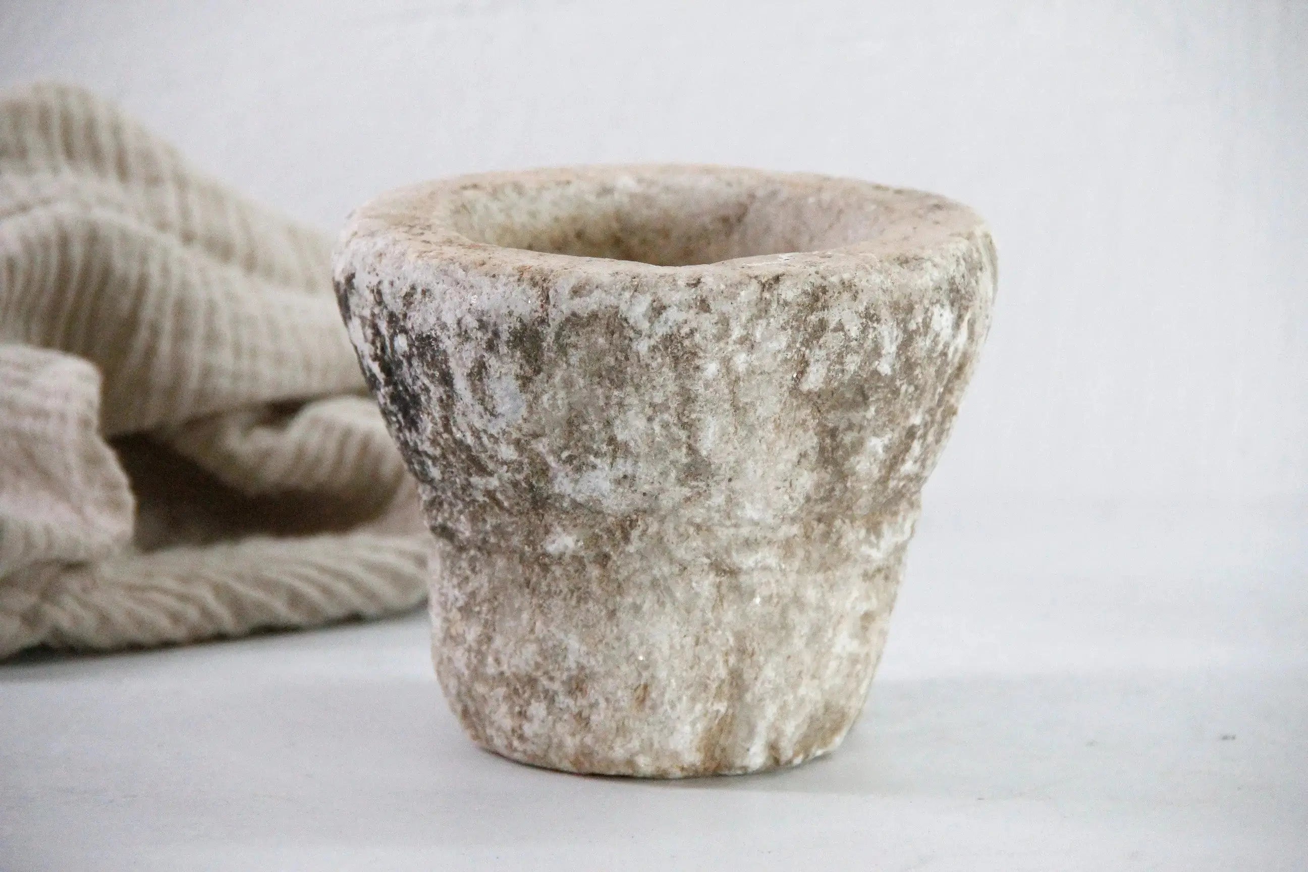Hand Carved Stone Mortar | Vintage Limestone Garlic Grinder  Debra Hall Lifestyle