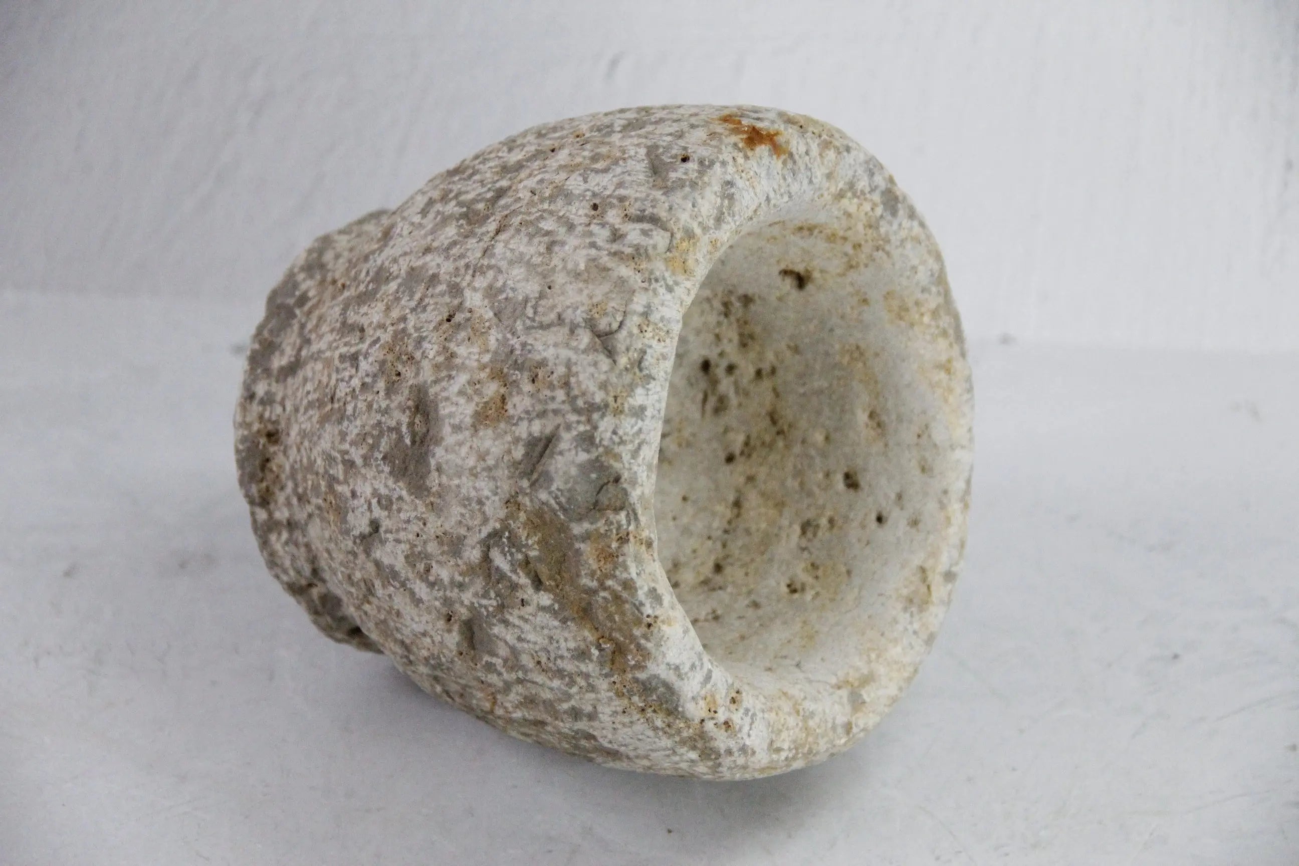 Hand Carved Stone Mortar | Vintage Limestone Garlic Grinder  Debra Hall Lifestyle