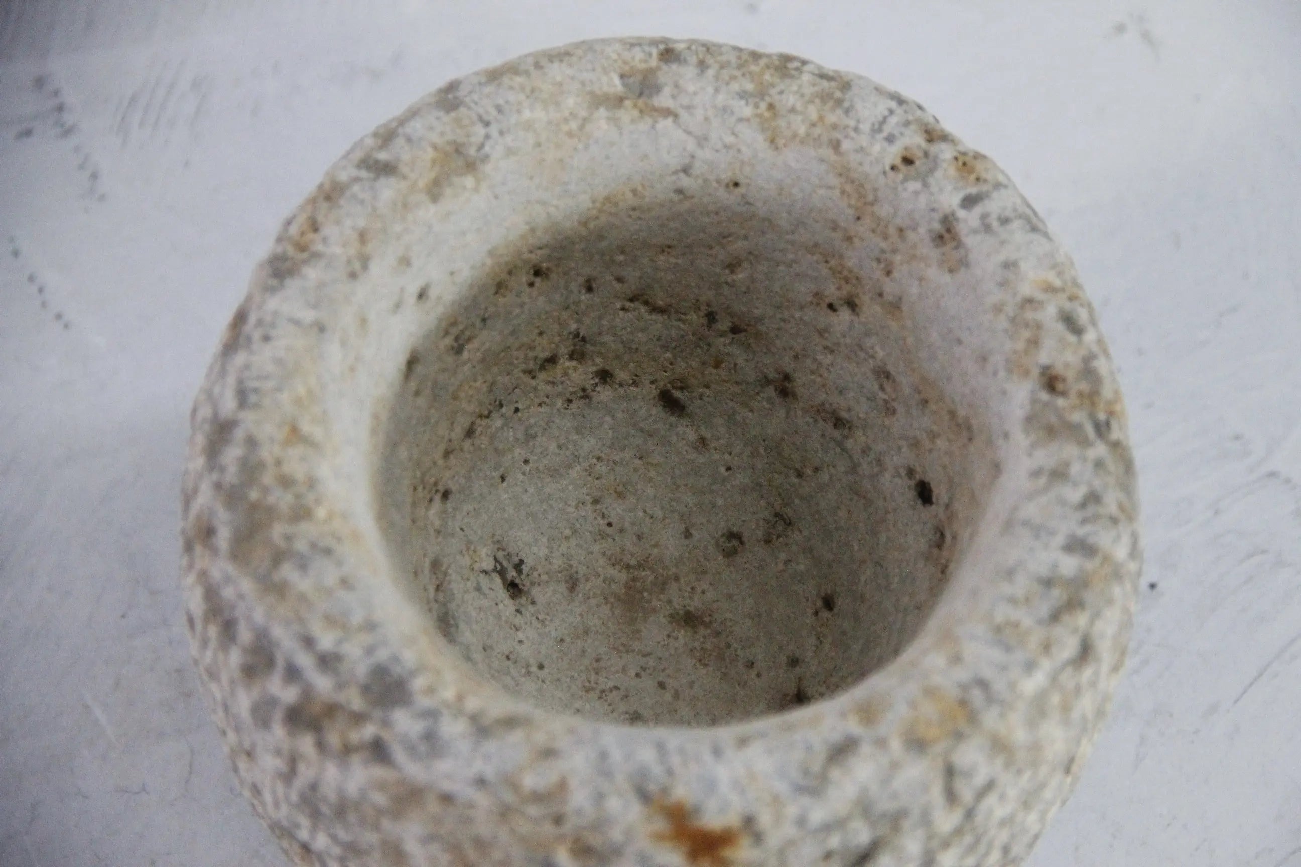 Hand Carved Stone Mortar | Vintage Limestone Garlic Grinder  Debra Hall Lifestyle