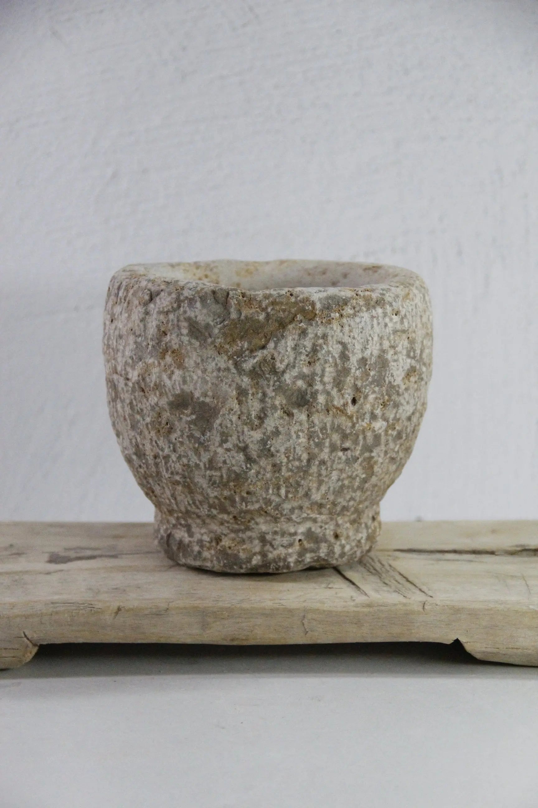 Hand Carved Stone Mortar | Vintage Limestone Garlic Grinder  Debra Hall Lifestyle