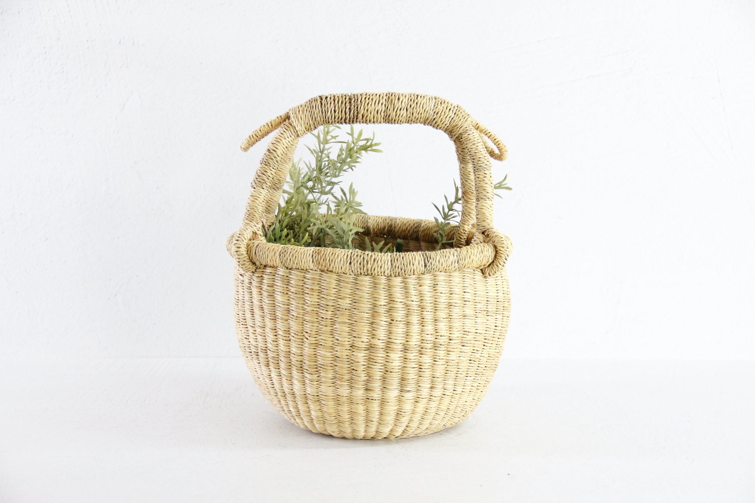 Hand Woven Market Basket | Vintage Mini Round Bolga  Debra Hall Lifestyle