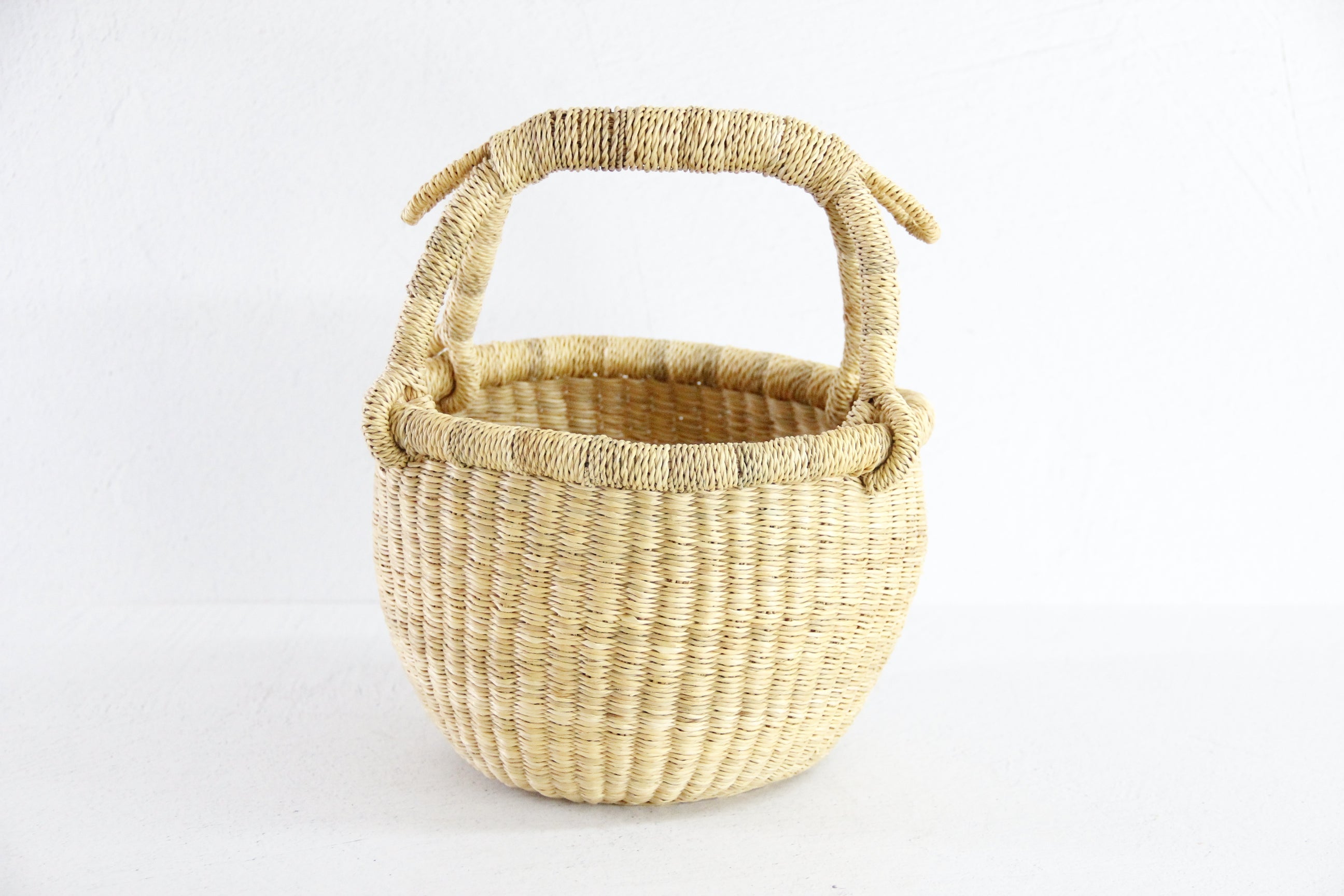 Hand Woven Market Basket | Vintage Mini Round Bolga  Debra Hall Lifestyle