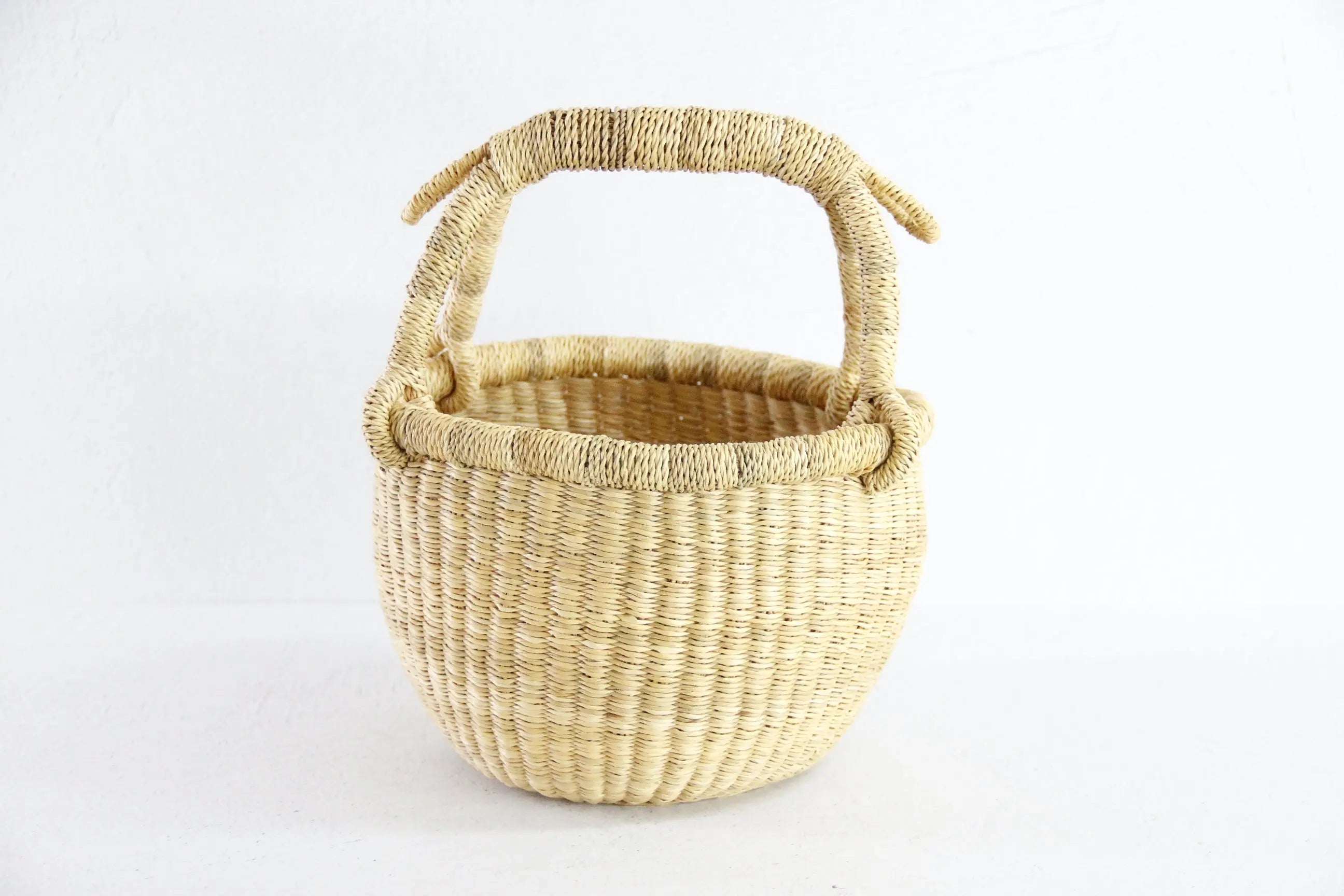 Hand Woven Market Basket | Vintage Mini Round Bolga  Debra Hall Lifestyle