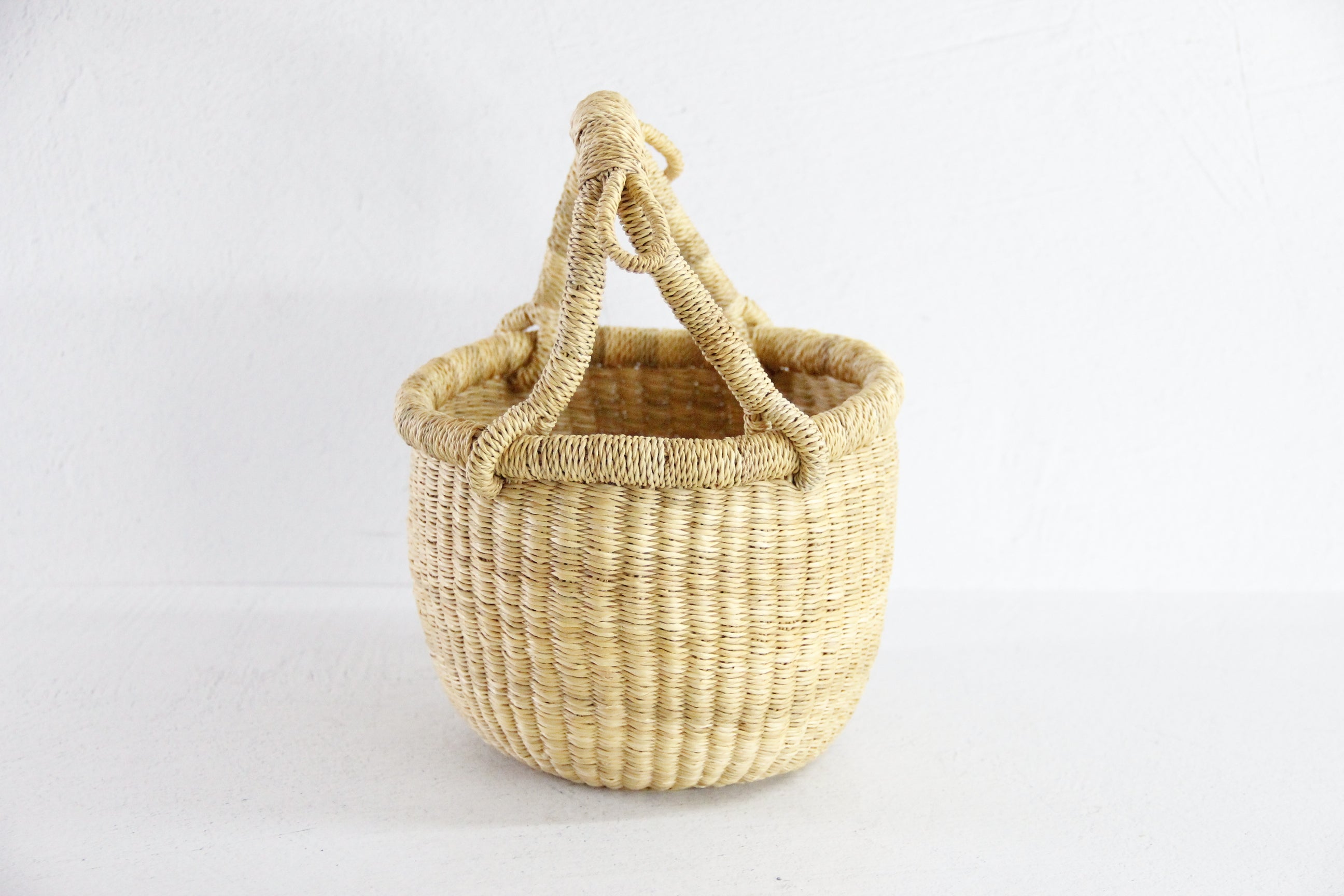 Hand Woven Market Basket | Vintage Mini Round Bolga  Debra Hall Lifestyle