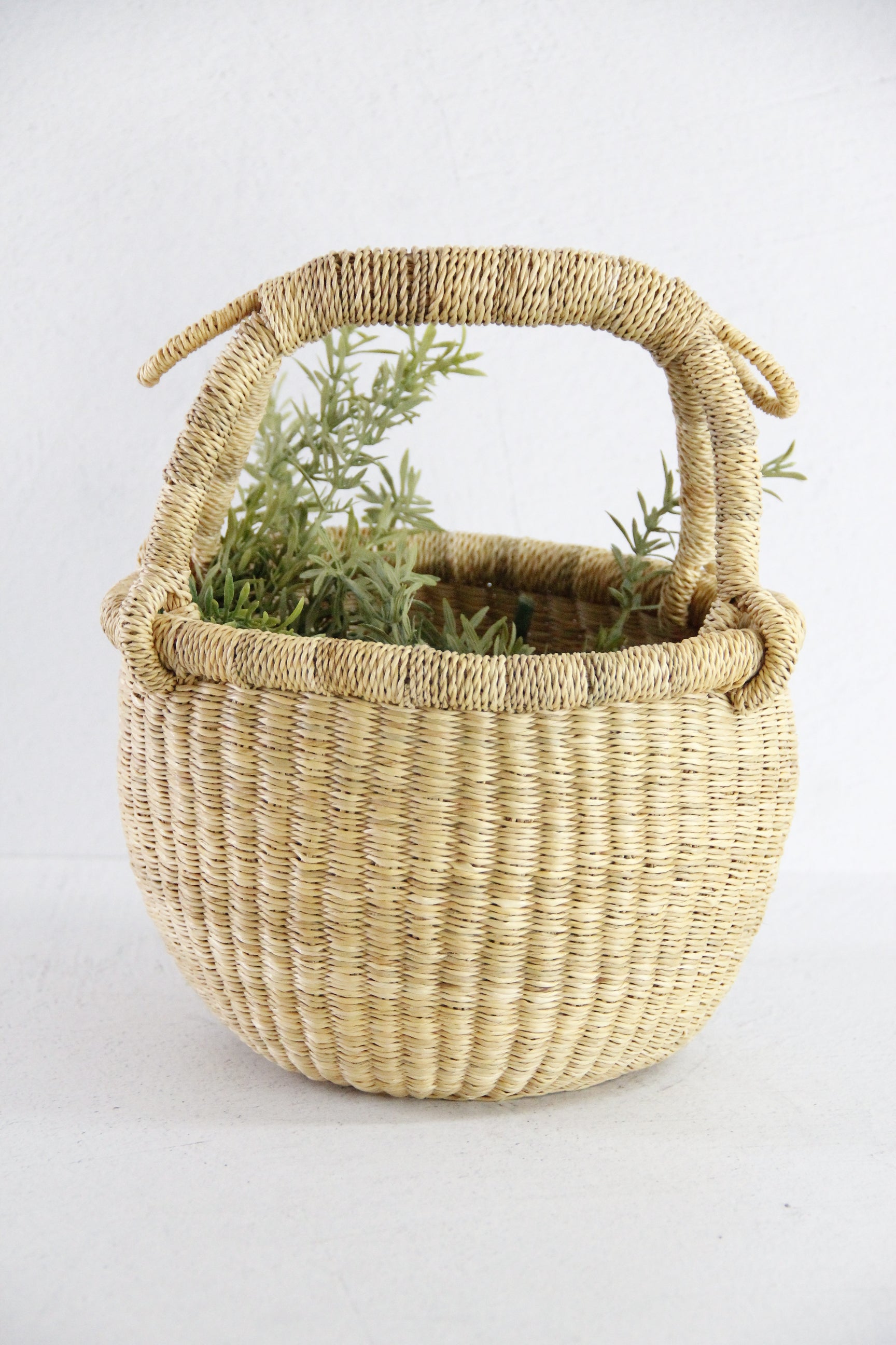 Hand Woven Market Basket | Vintage Mini Round Bolga  Debra Hall Lifestyle