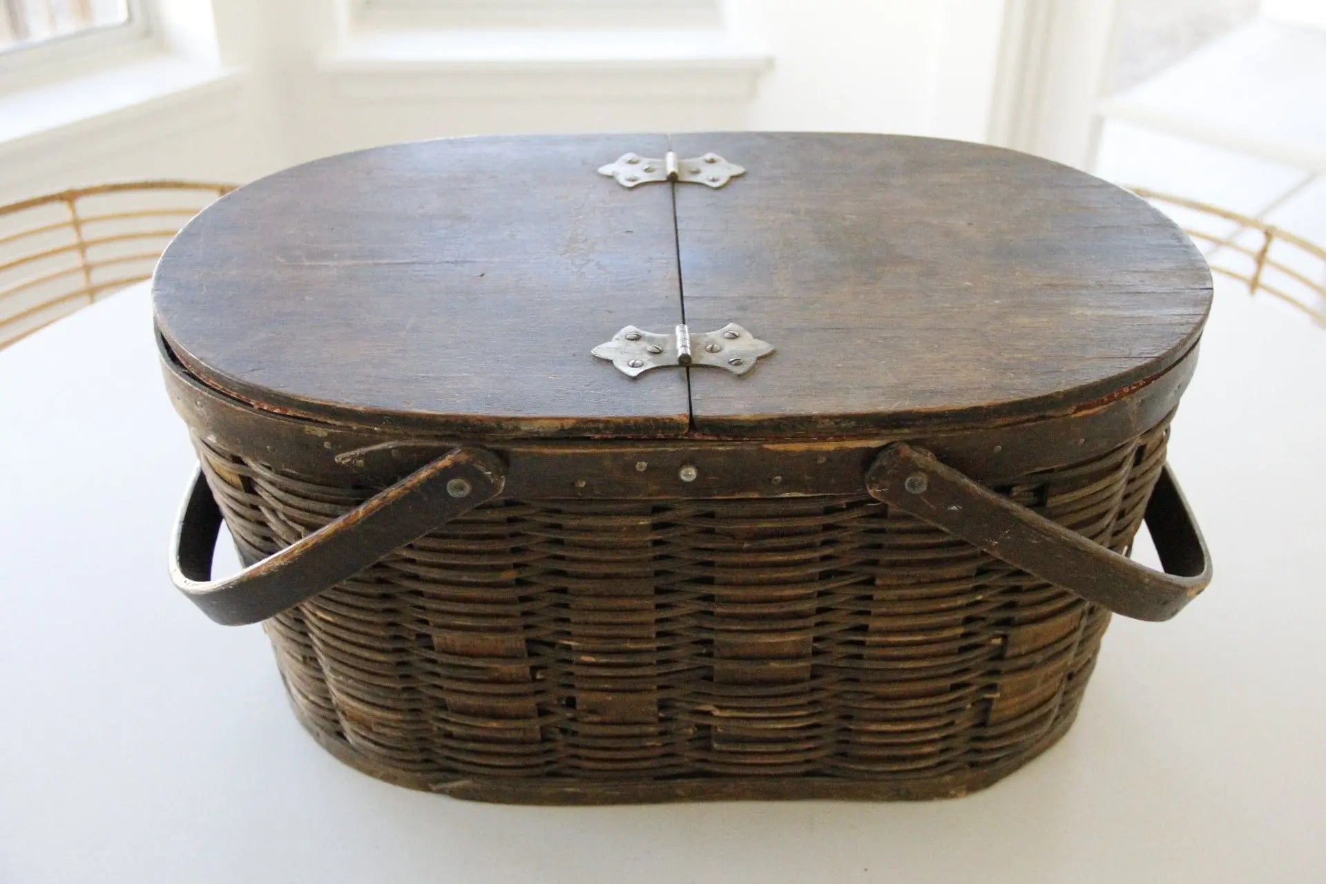 Hawkeye Picnic Basket |  Antique  Debra Hall Lifestyle