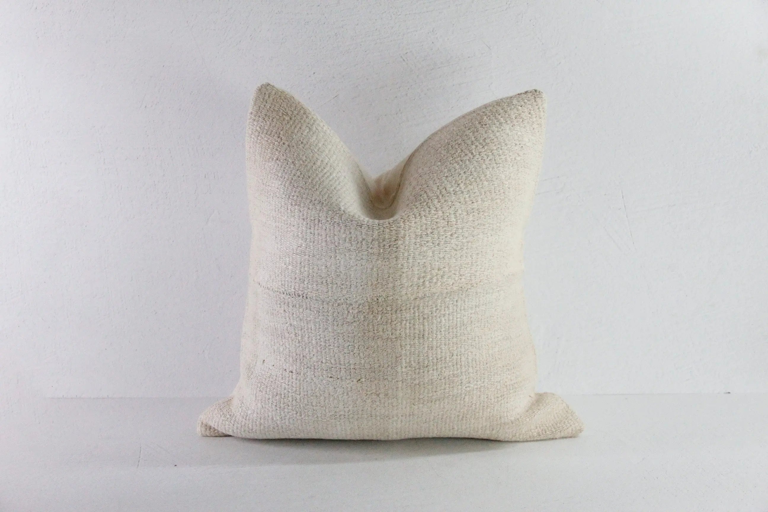 Hemp Pillow | 18" Vintage Turkish Kilim Textile Natural Cover  Debra Hall Lifestyle