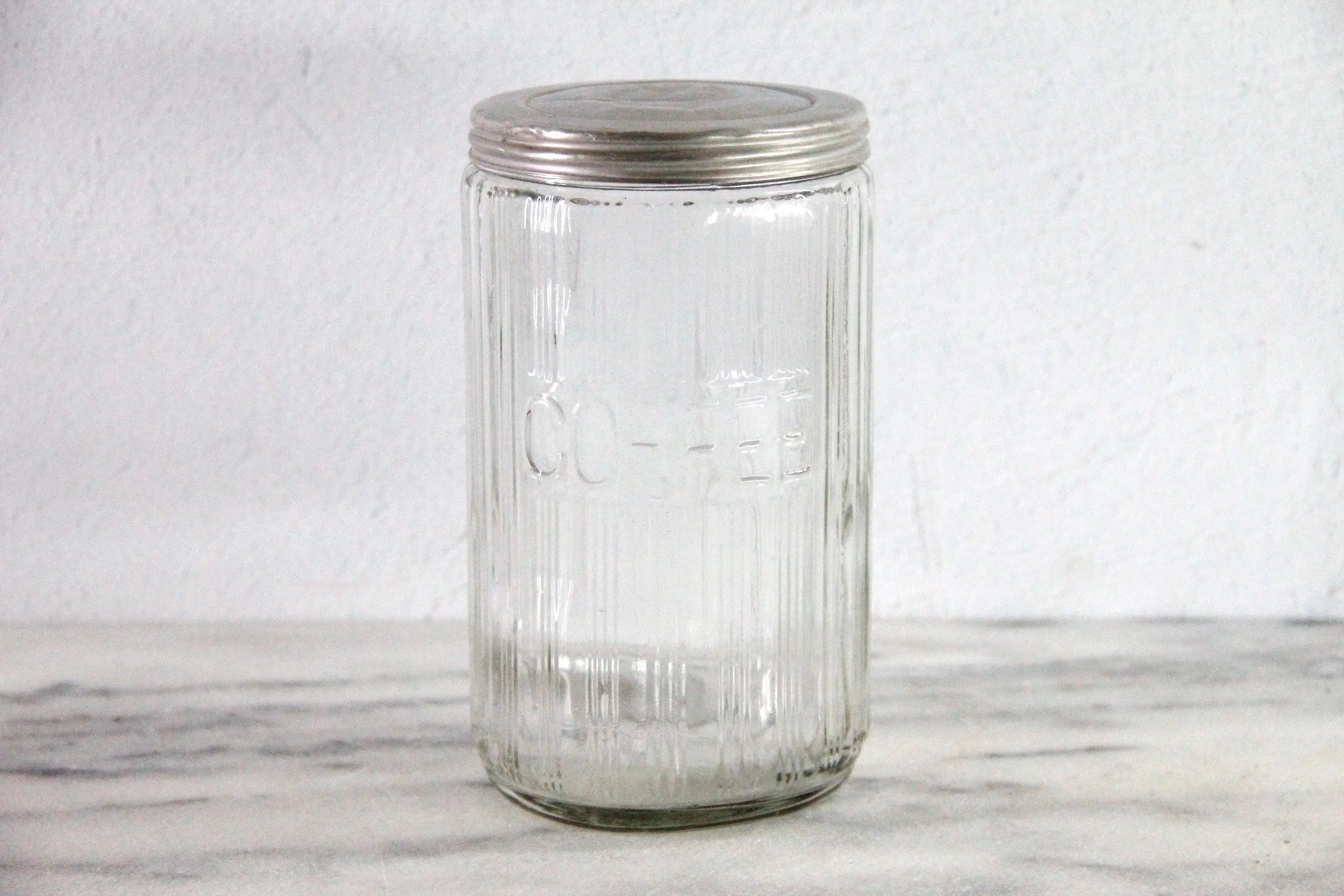 Hoosier Coffee Jar Antique Rare Triple Ribbed Glass 1920s