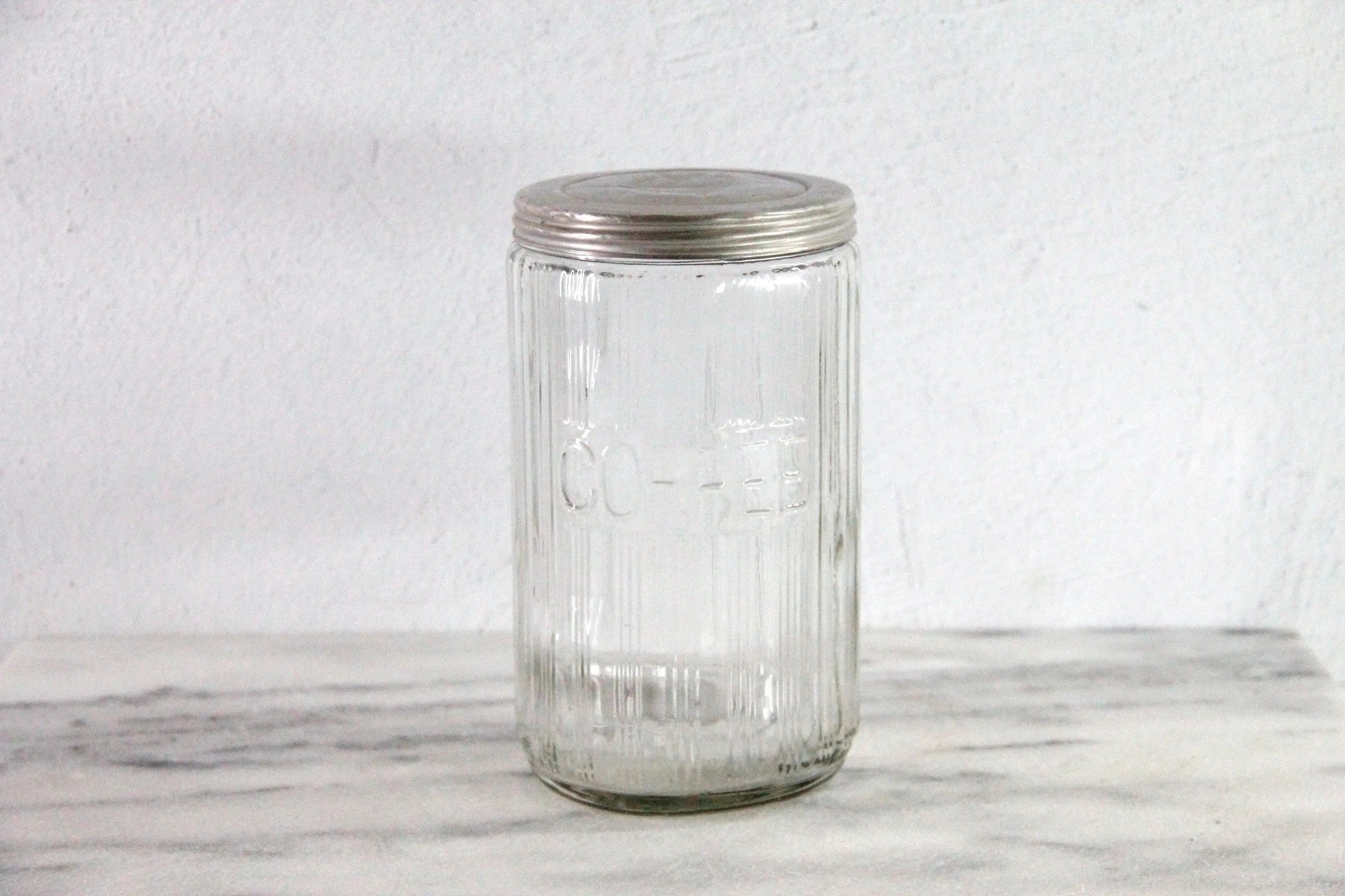 Hoosier Coffee Jar Antique Rare Triple Ribbed Glass 1920s