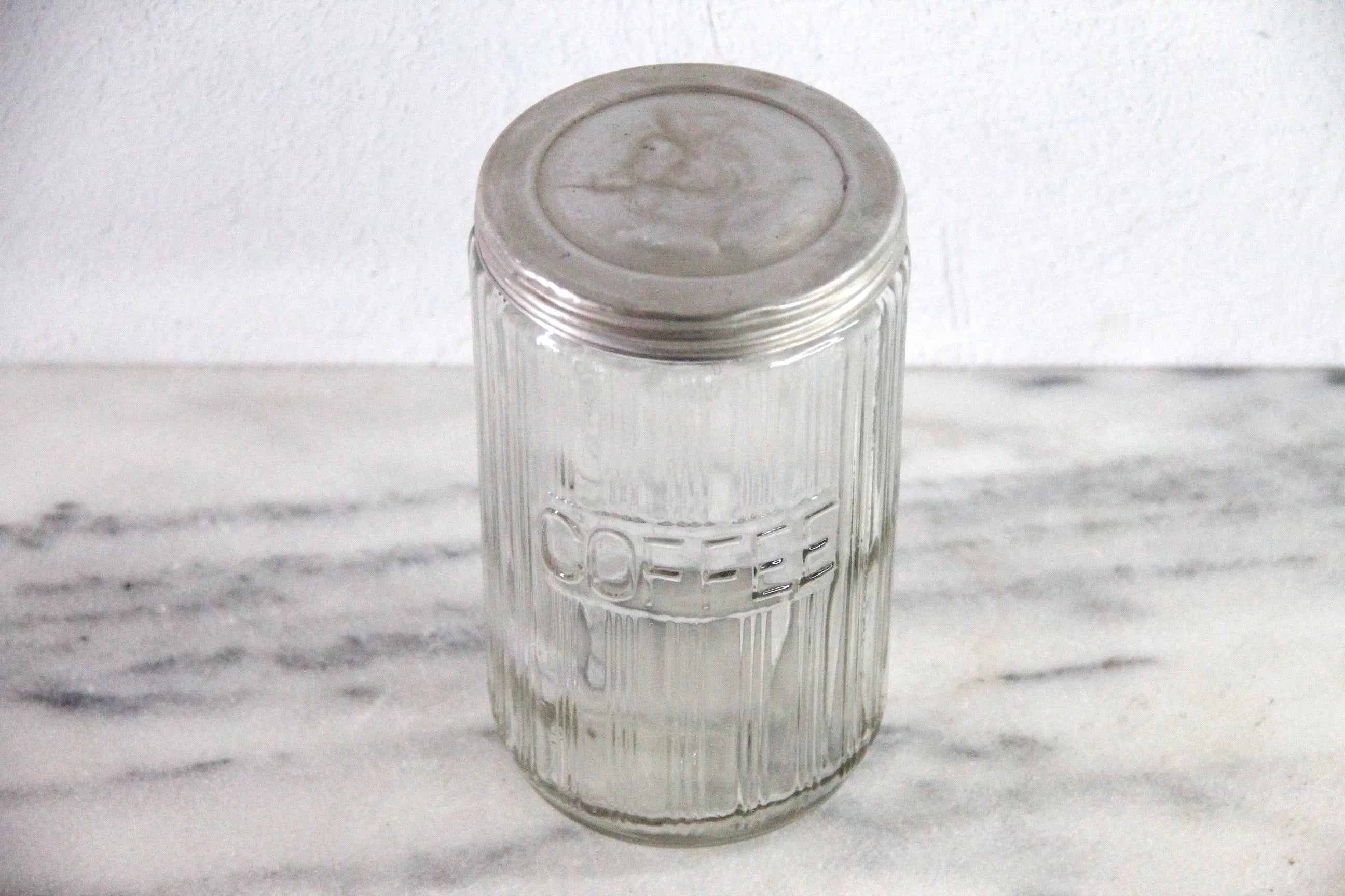 Hoosier Coffee Jar Antique Rare Triple Ribbed Glass 1920s