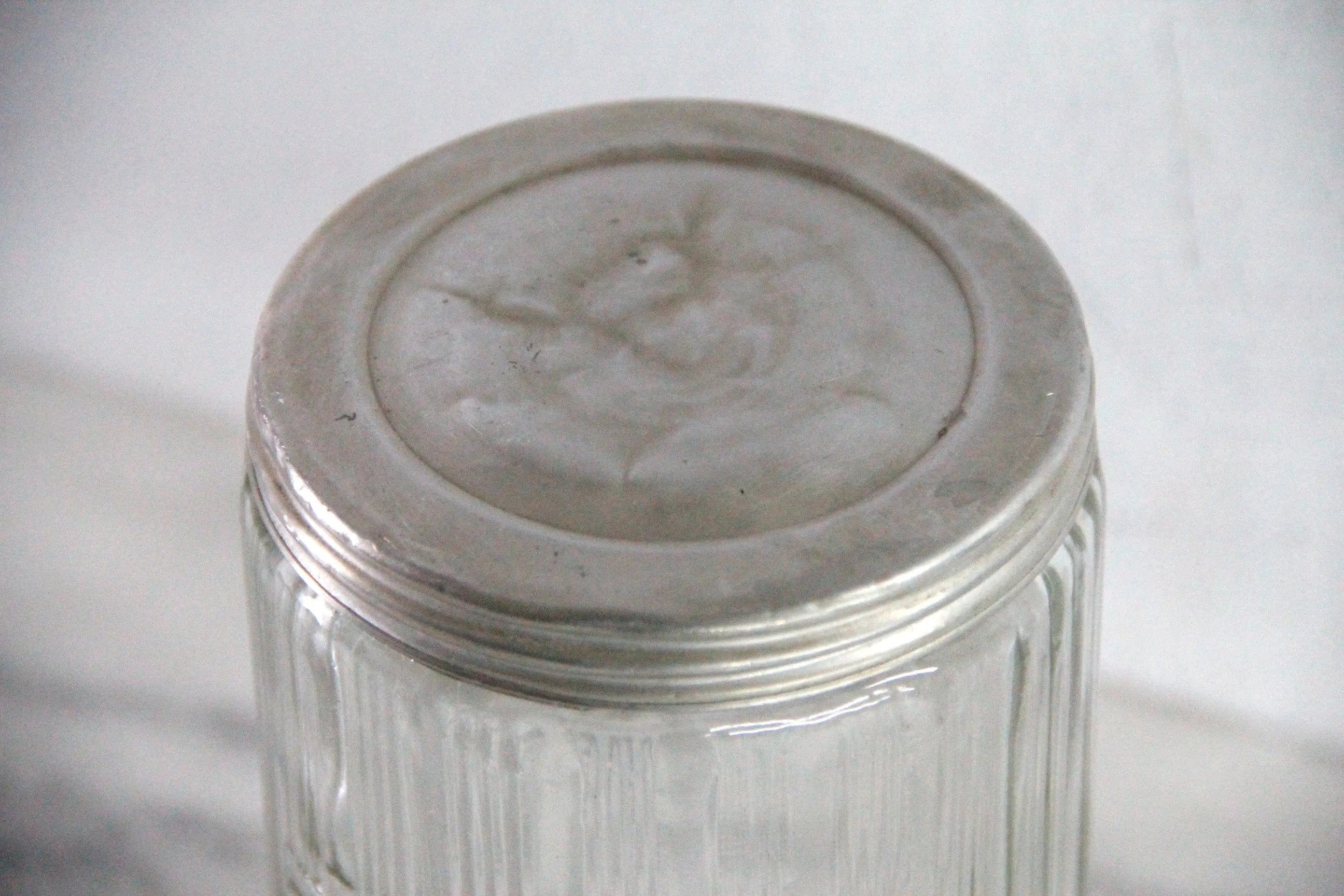Hoosier Coffee Jar Antique Rare Triple Ribbed Glass 1920s