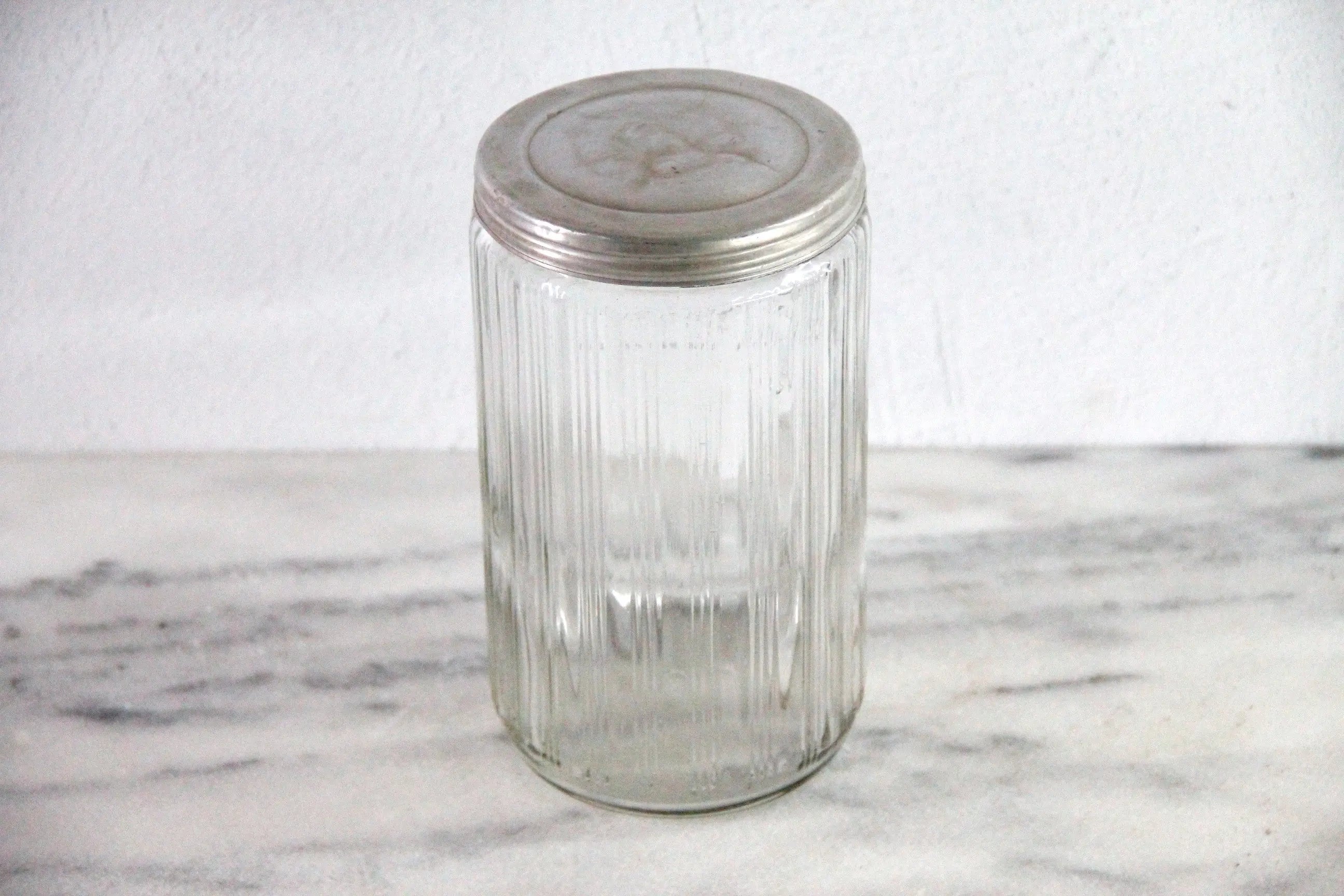 Hoosier Coffee Jar Antique Rare Triple Ribbed Glass 1920s