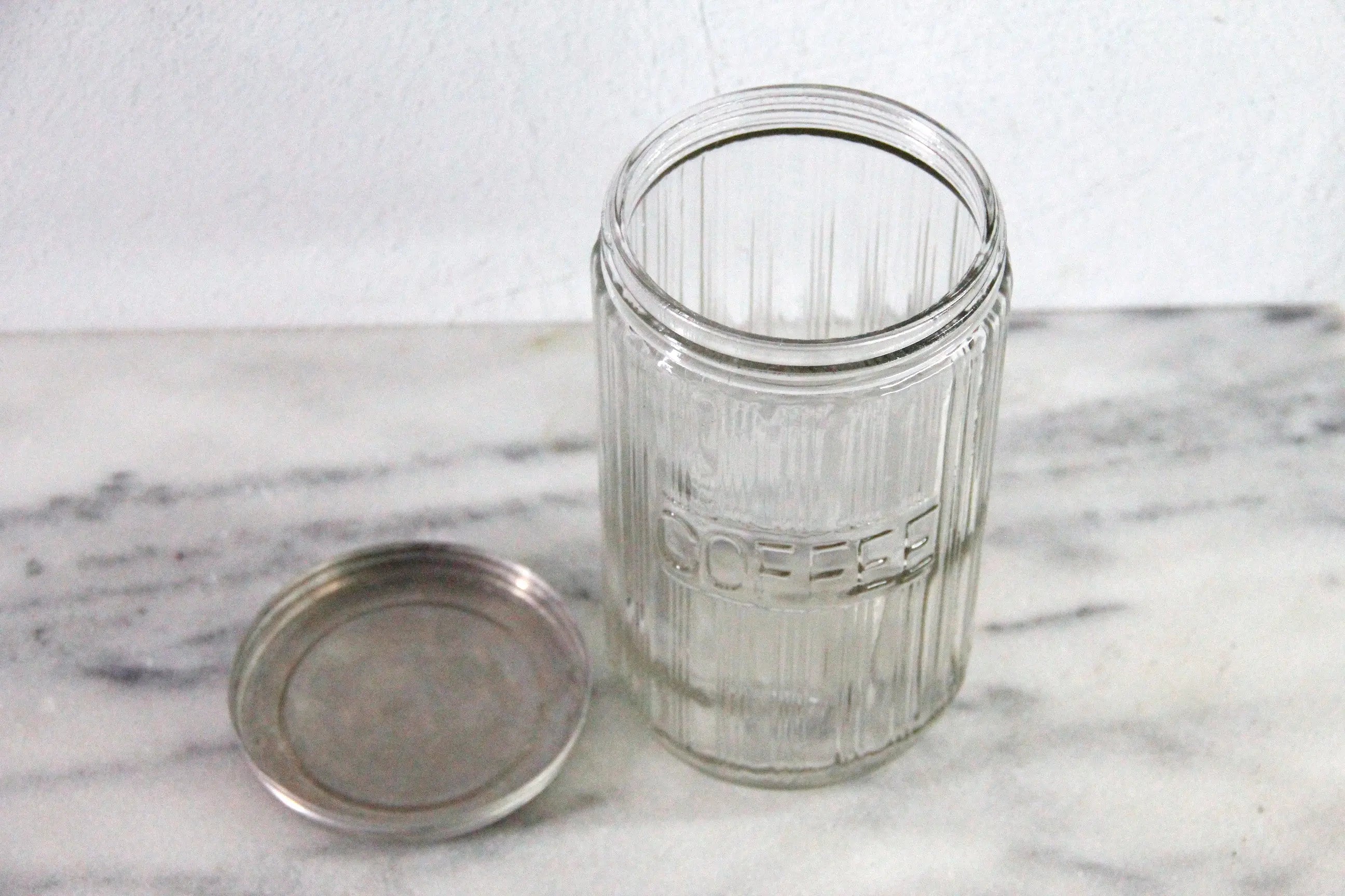 Hoosier Coffee Jar Antique Rare Triple Ribbed Glass 1920s