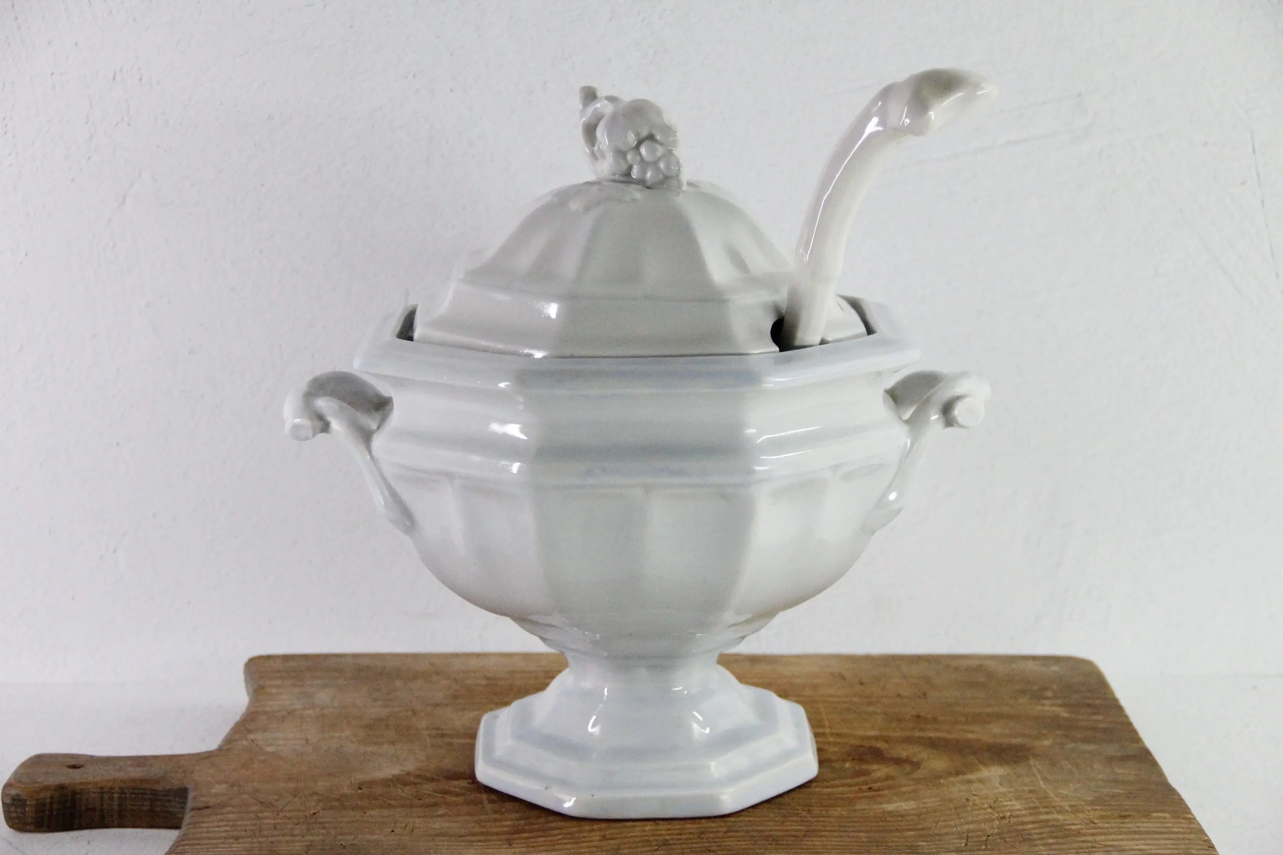 Ironstone Tureen with Ladle Antique White Staffordshire C.1840-60  Debra Hall Lifestyle