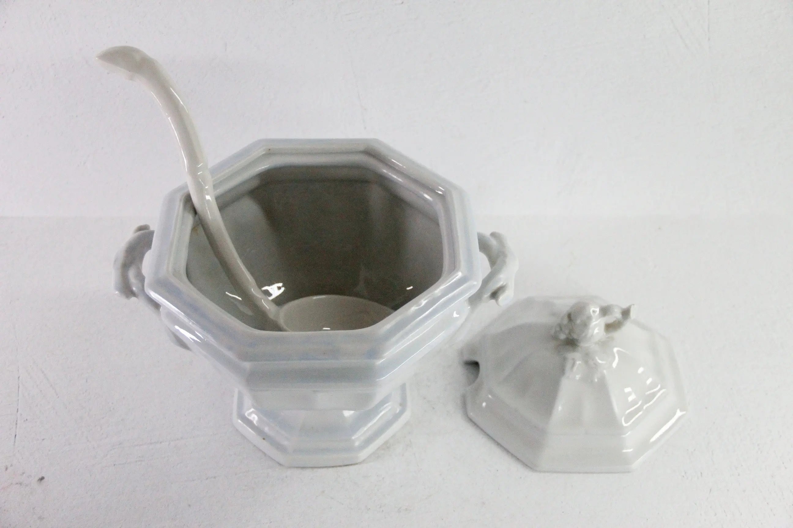 Ironstone Tureen with Ladle Antique White Staffordshire C.1840-60  Debra Hall Lifestyle