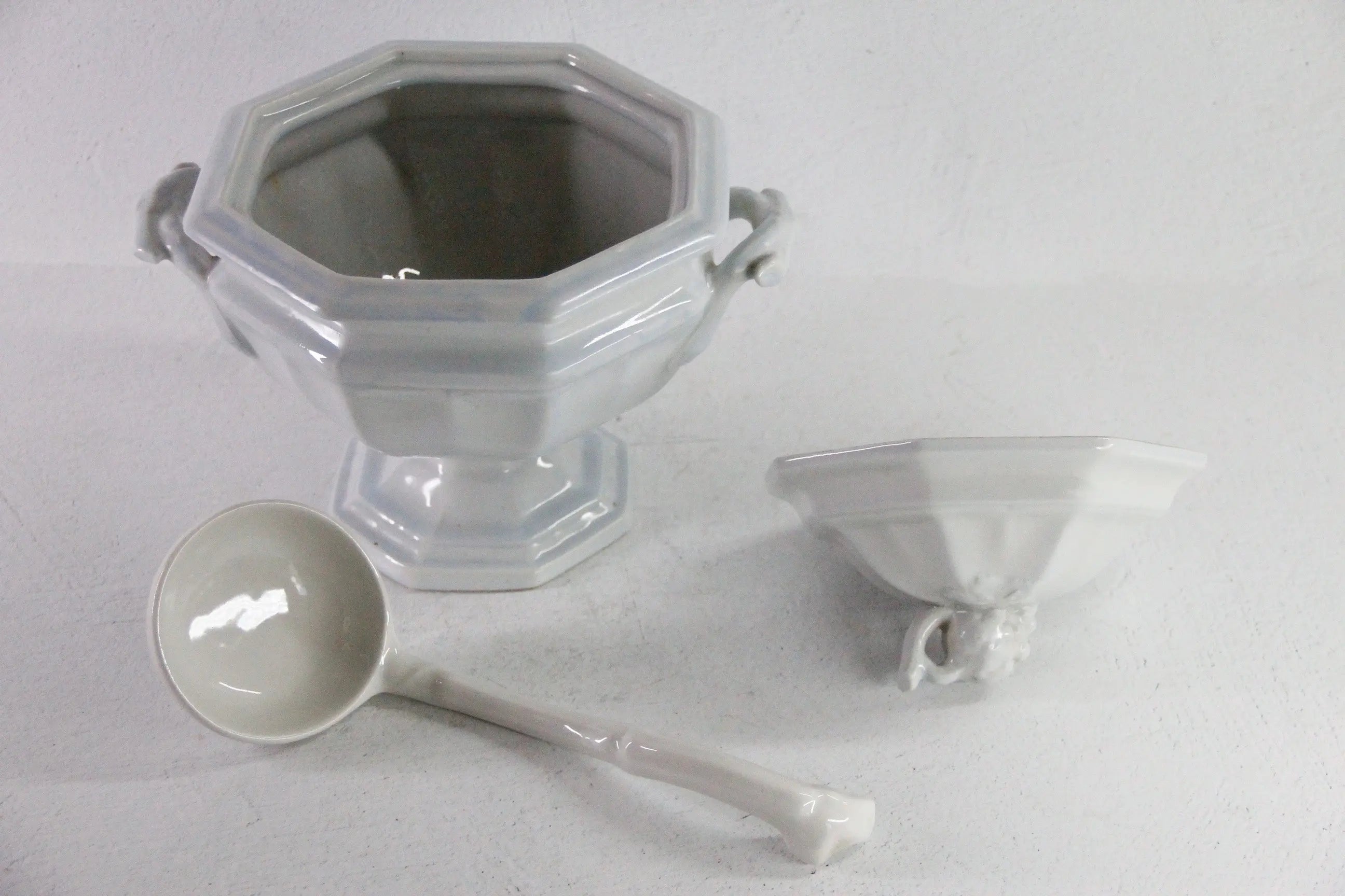 Ironstone Tureen with Ladle Antique White Staffordshire C.1840-60  Debra Hall Lifestyle