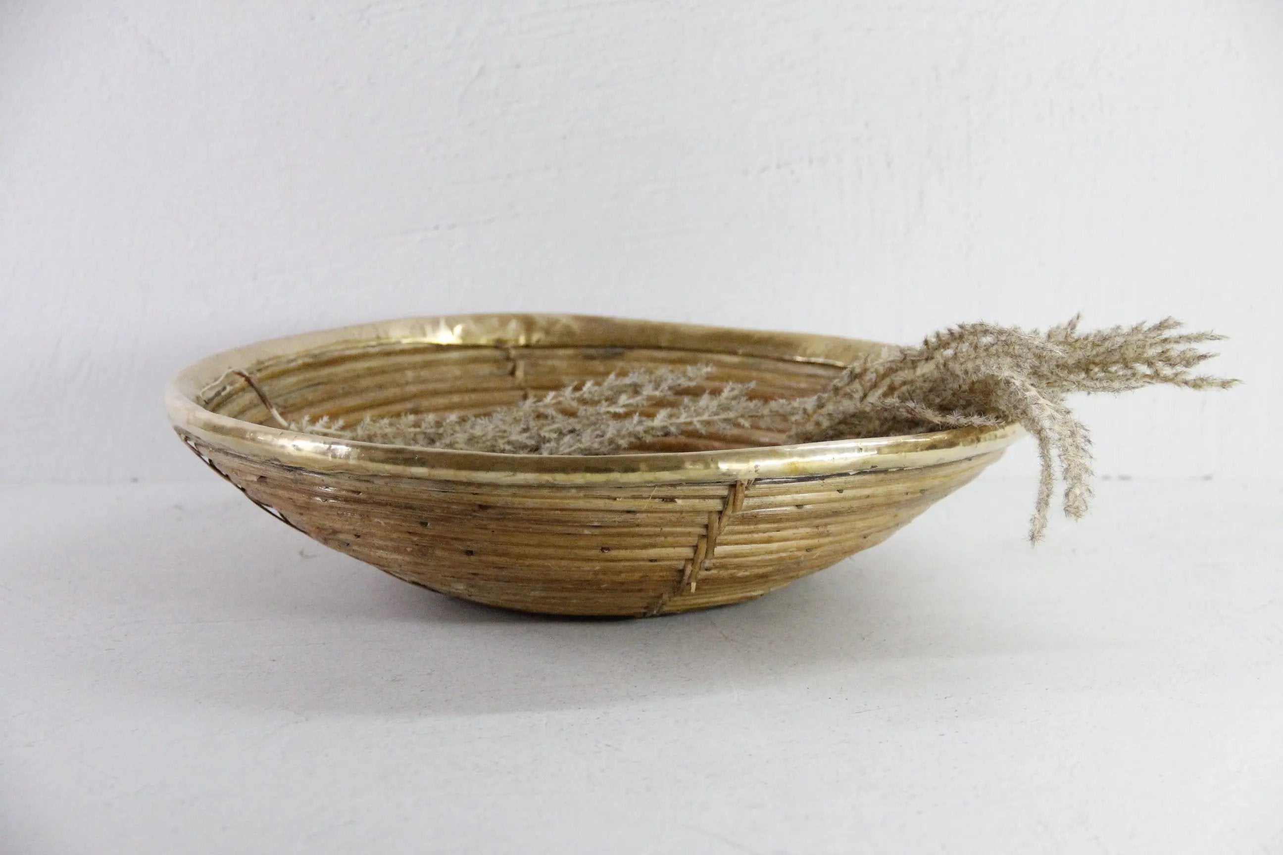 Italian Rattan and Brass Bowl Basket | Garbriella Crespi Style  Debra Hall Lifestyle