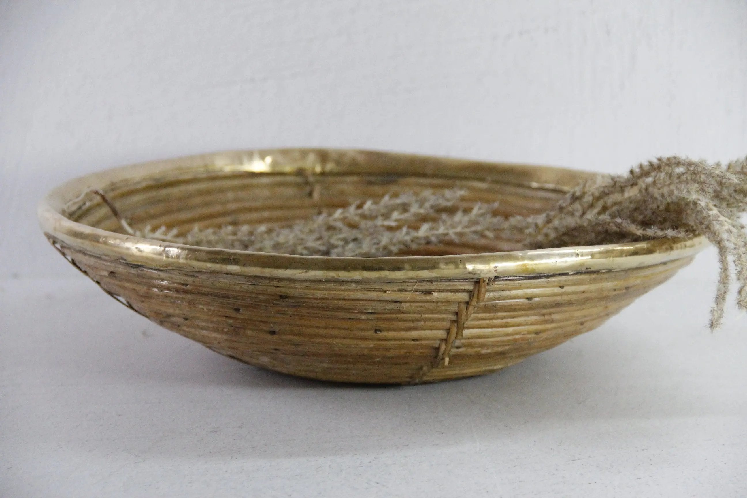 Italian Rattan and Brass Bowl Basket | Garbriella Crespi Style  Debra Hall Lifestyle