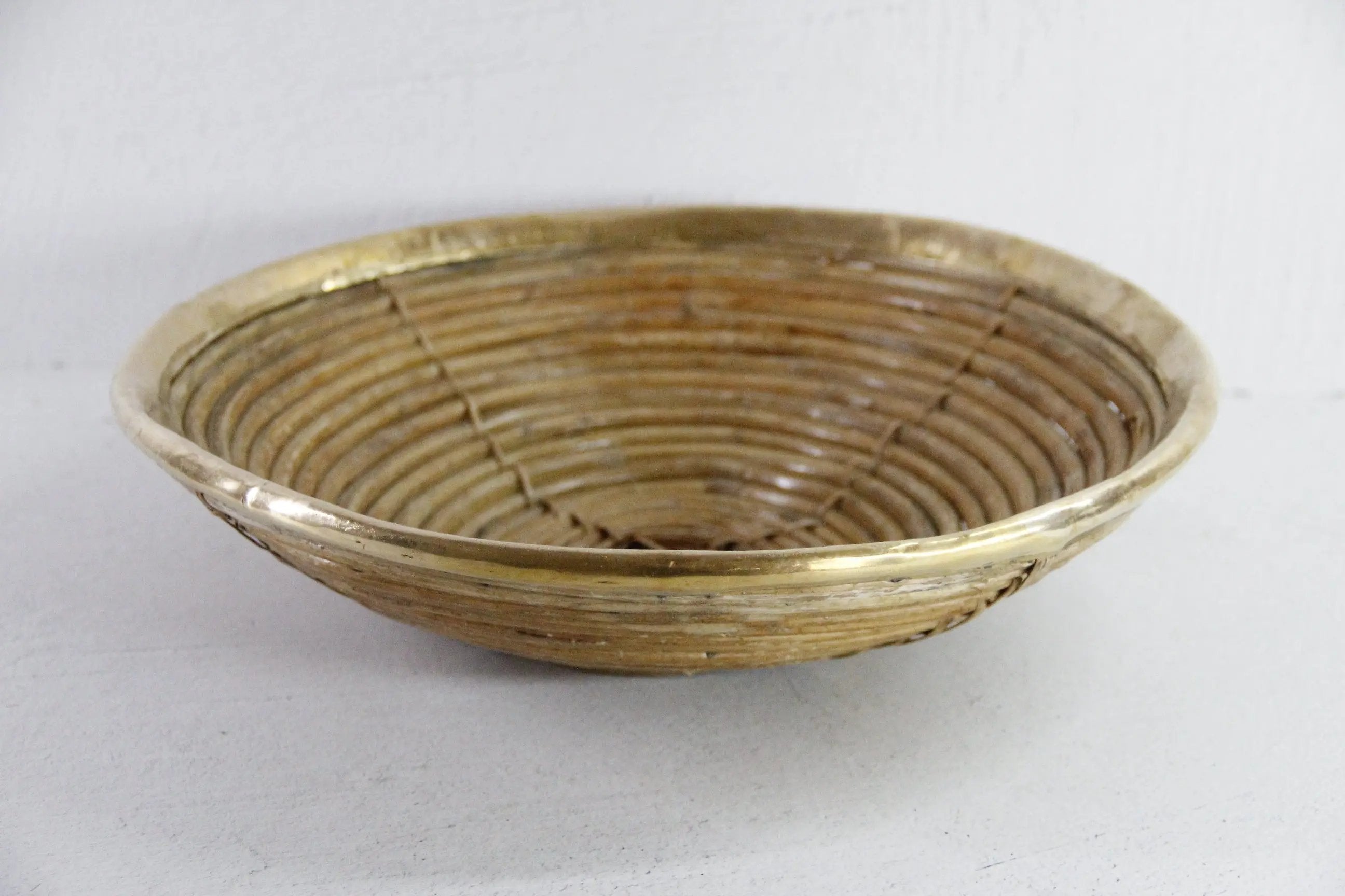 Italian Rattan and Brass Bowl Basket | Garbriella Crespi Style  Debra Hall Lifestyle